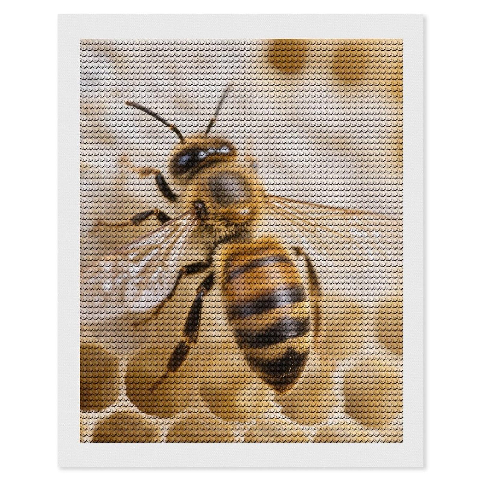 DWVTSLH Honey Bee Diamond Painting Kits for Adults, Personalized Diamond Photo Art Full Drill, DIY 5D Diamond Art Painting Kits for Beginners, Home Wall Decor 16"x20"