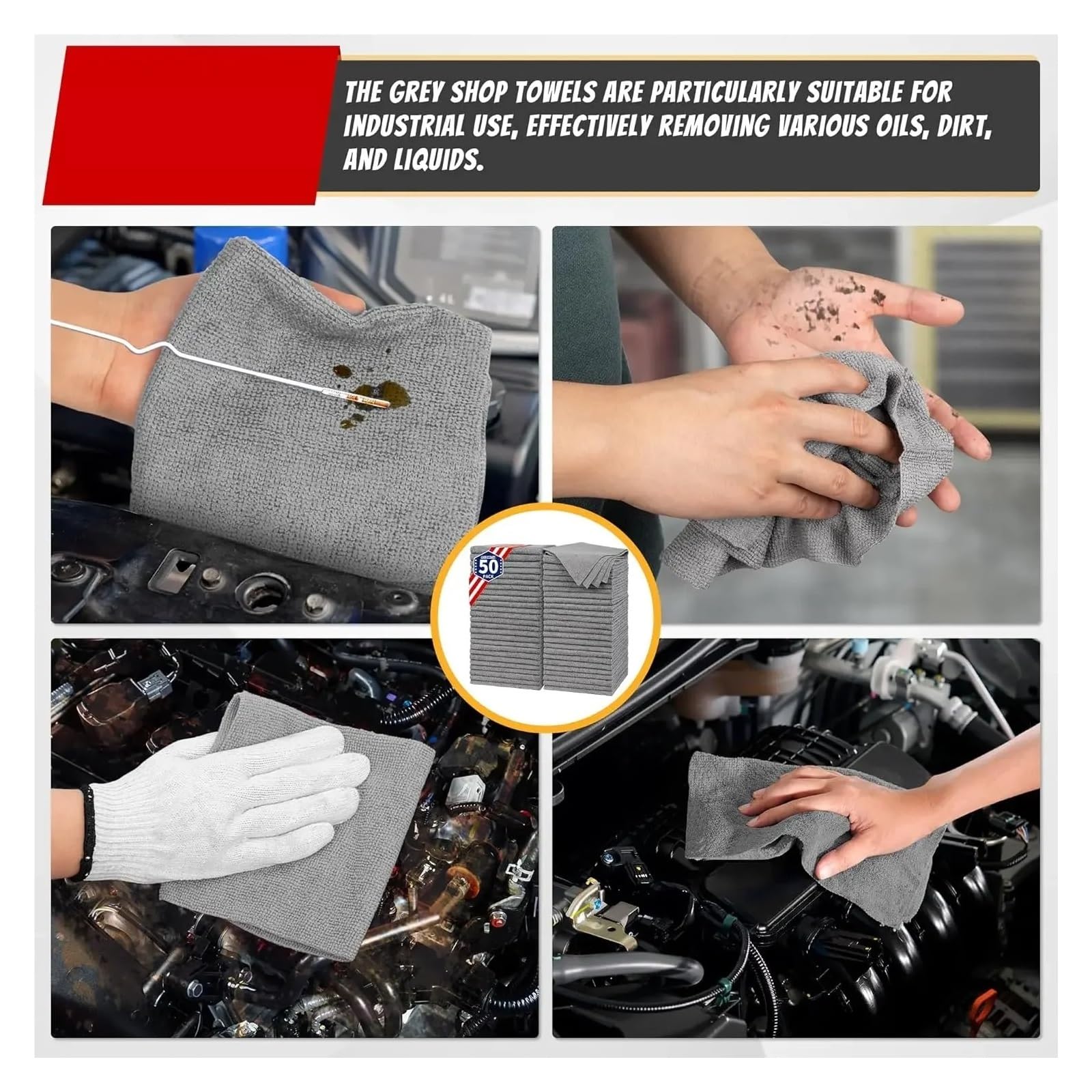 Thicken Microfiber Cleaning Cloths - Lint Free Reusable Towels for Car Windows and Household Cleaning 50PCS — view 5