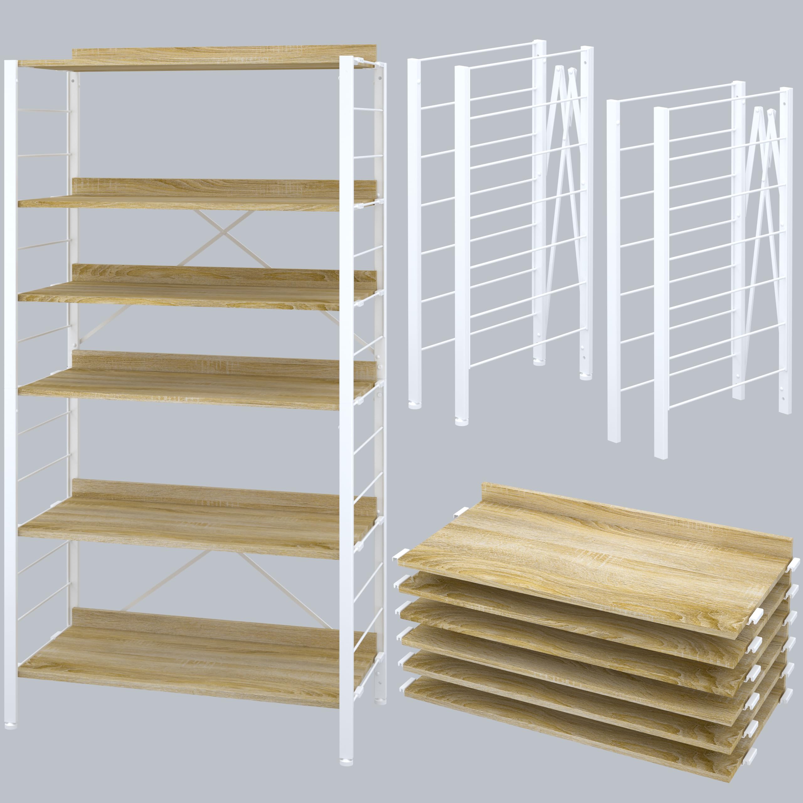 【新品未使用】XINYF ラック 6段 幅85×奥44 【棚板連結で自由自在】 Amazon｜XINYF【広げるだけで組立簡単】スチールラック 棚板の連結で