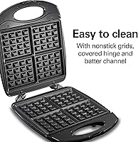 Vista 5 de Hamilton Beach, (26020) Wafflera estilo belga, 4 piezas