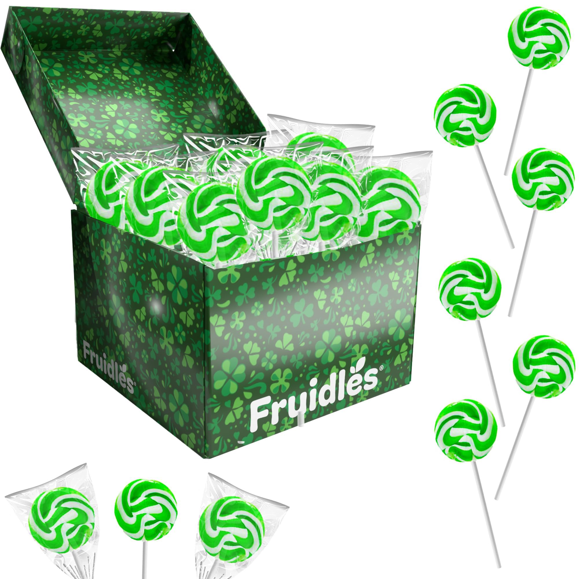 St. Patrick's Day Swirl Lollipops, Party Favor Box, Individually Wrapped (36-Pack)