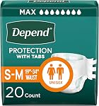 Depend Incontinence Protection with Tabs, Maximum Absorbency, L, 16 Count | Leak Barriers, odour Control, Quick Absorption, Soft, Discreet, Green, Waterproof, Adult