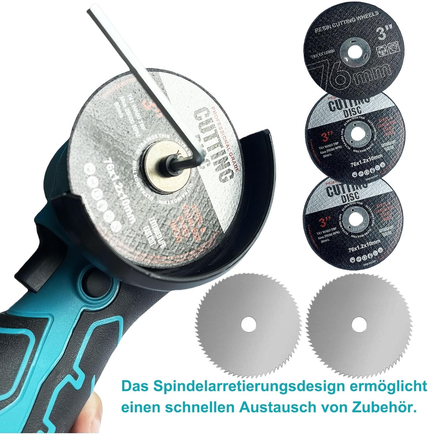 Mini Meuleuse Sans fil 16,8 V, Mini Disqueuse avec 2 Batteries, 28000 tr/min, Disques à Tronçonner 76mm Convient pour Couper Polir Meuler