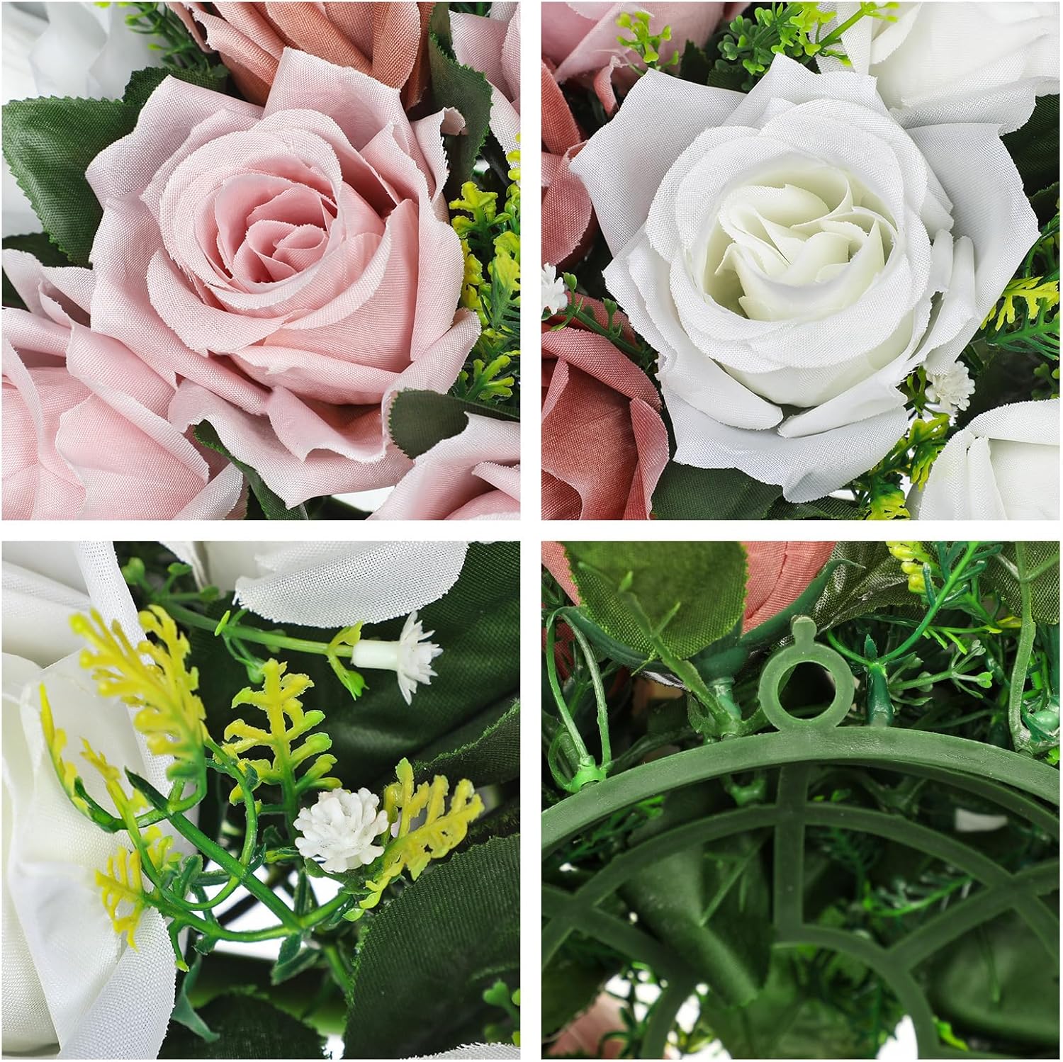 Briful Artificial Flower Balls for Table Centerpieces – 2PCS 8.6" Silk Rose Floral Arrangement Fake Floral Bouquet for Wedding Parties Baby Showers DIY Event Home Decor(Dusty Pink) - Image 3