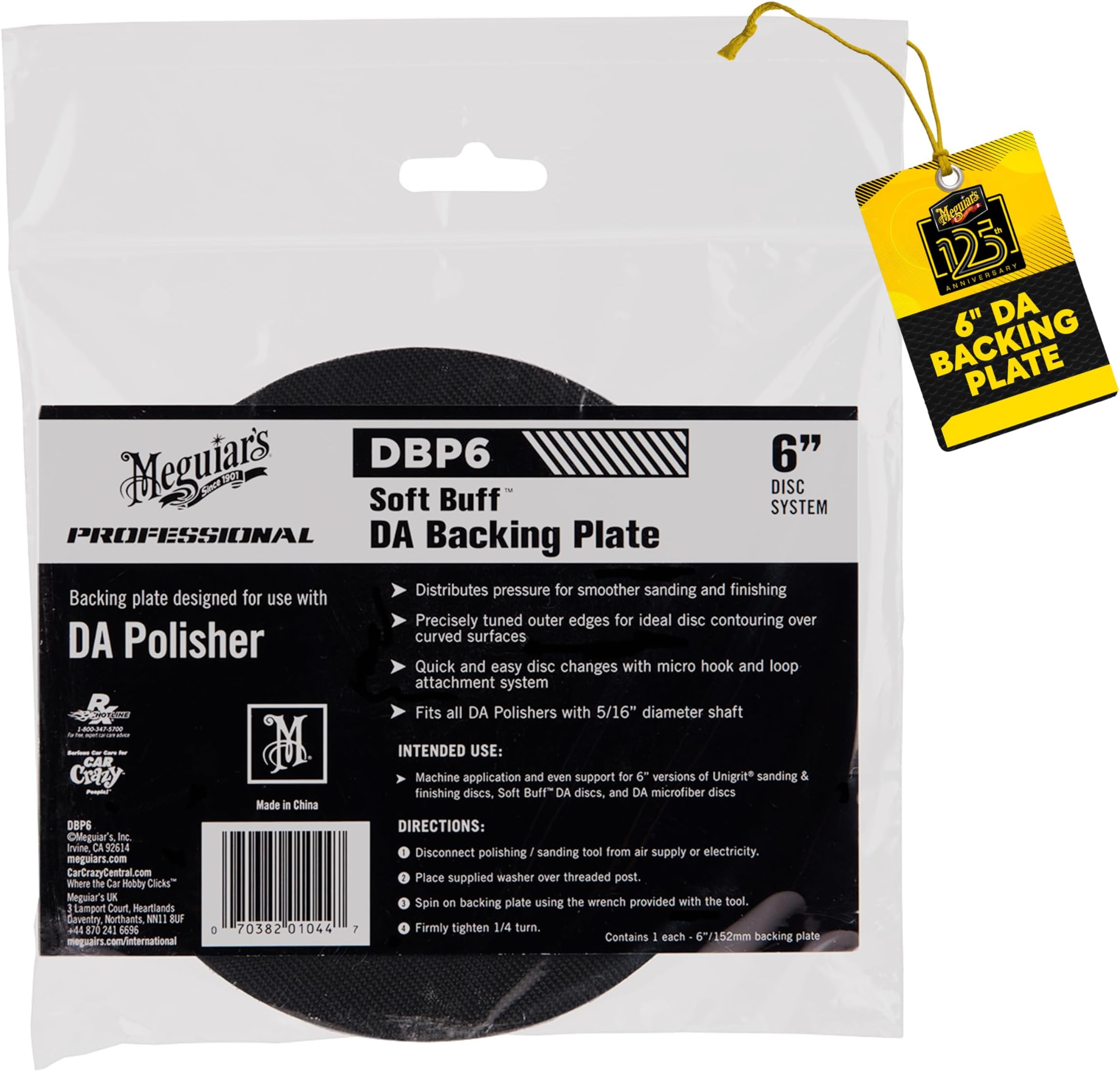 6" DA Backing Plate - Pair With Foam or Microfiber Pads for Dual Action Polishing - DBP6