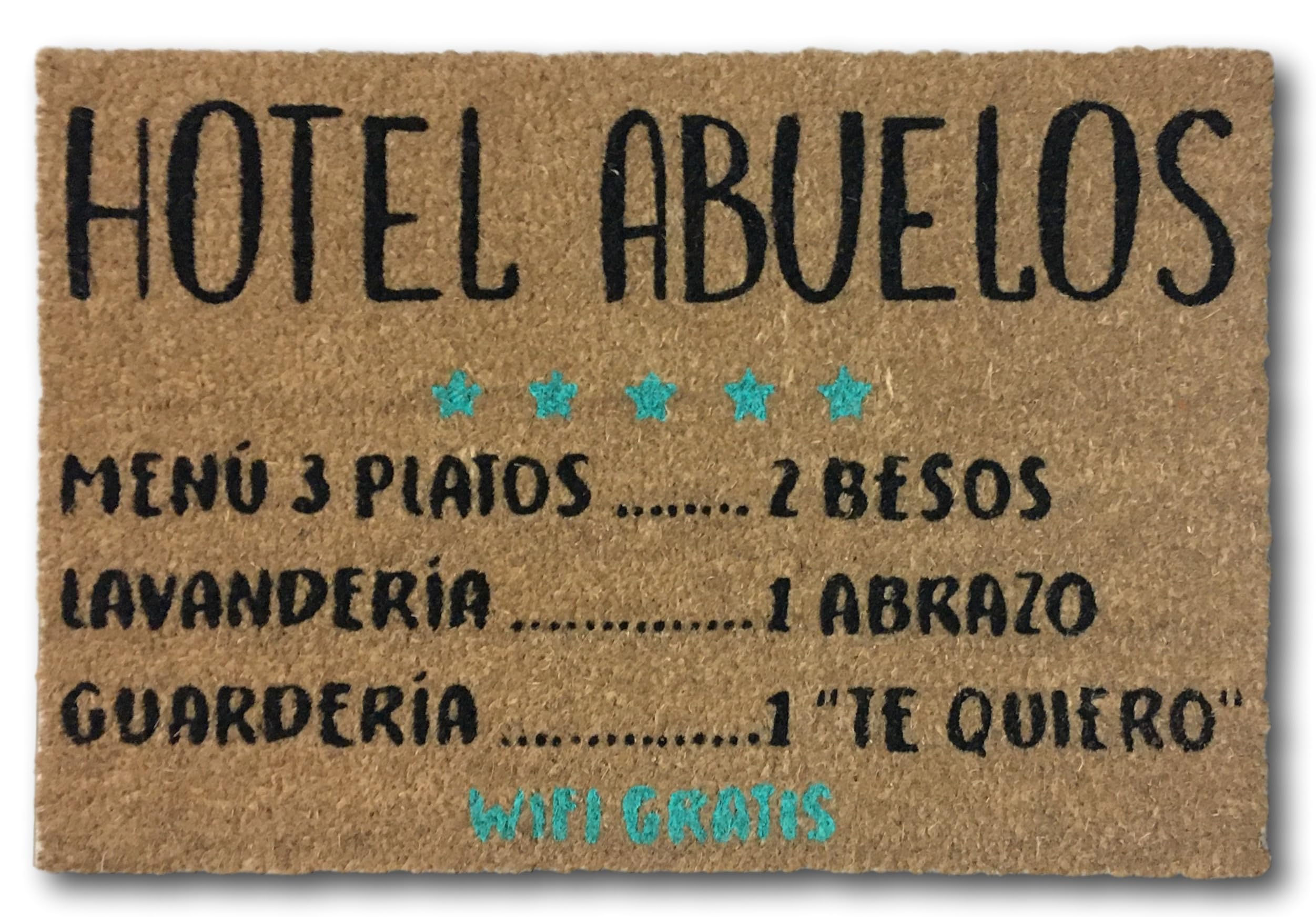 koko doormats Felpudo Original de Coco Natural "​Hotel Abuelos" | Alfombra de Entrada Antideslizante para Exterior e Interior | 60x40 cm | Diseño Divertido | Base PVC Segura