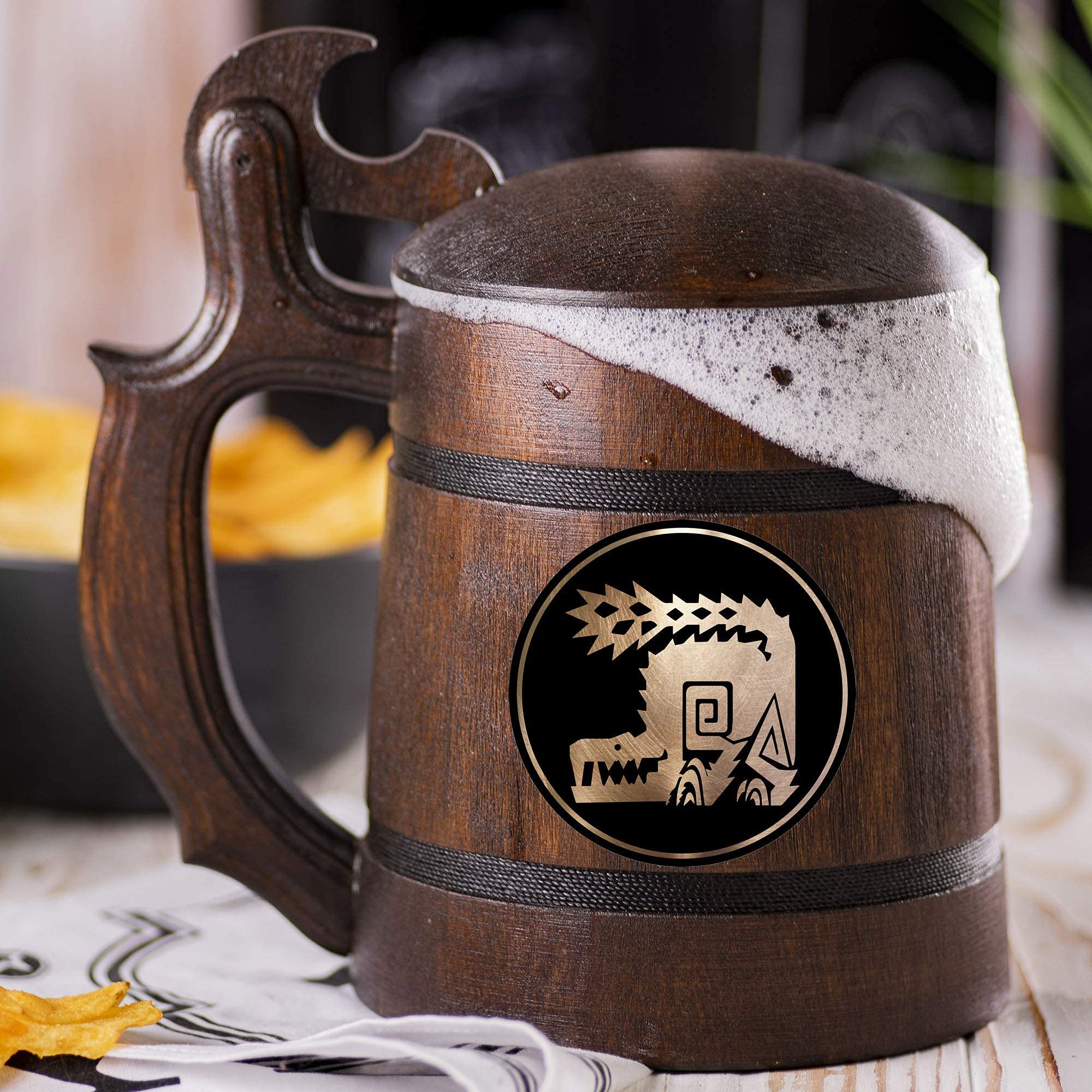 Odogaron Beer Stein MHW Wooden Beer Mug, MHW Beer Stein