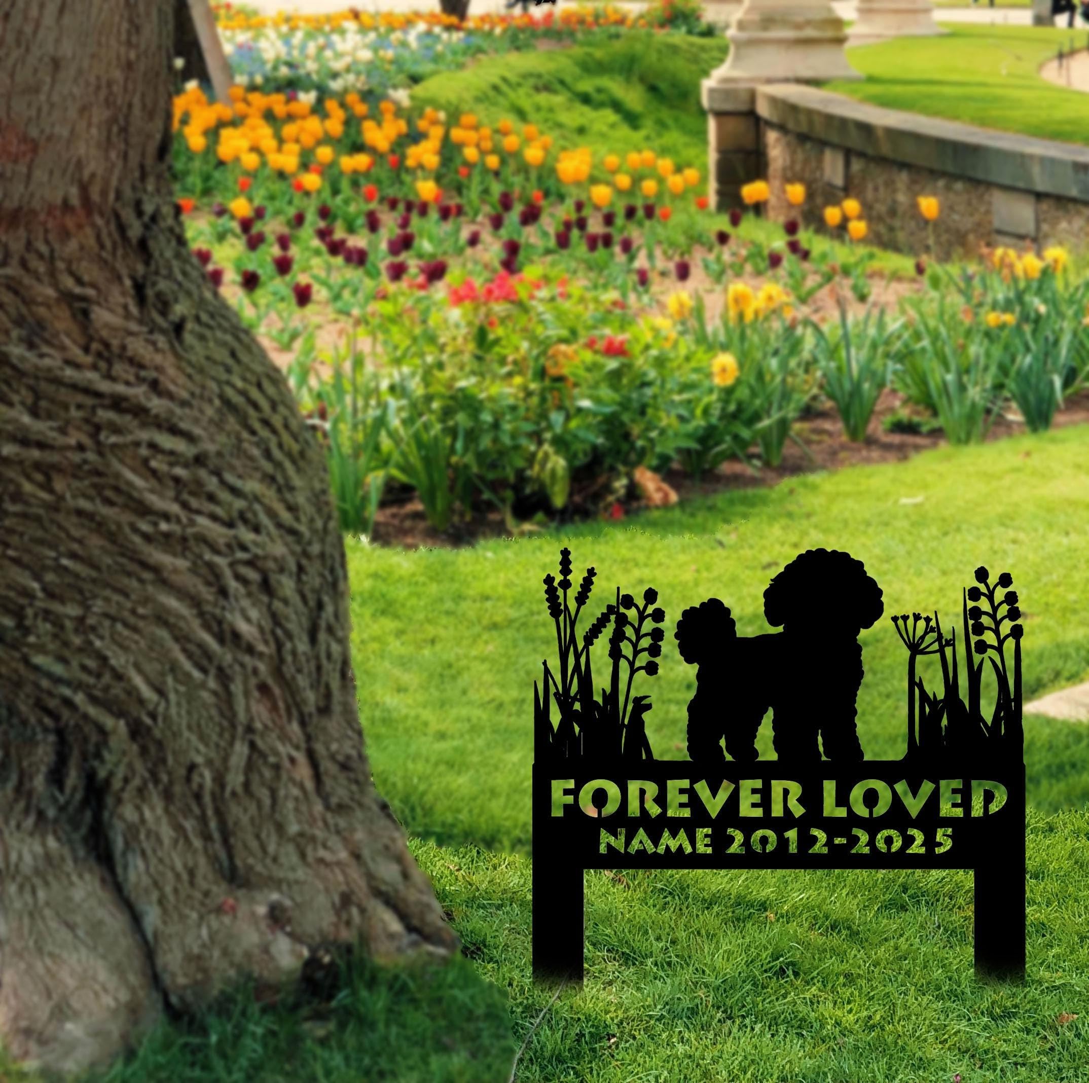WEIYALIY Bichon Frise Memorial Stake Sign Personalised, Pet Grave Markers Sign, Bichon Frise Pet Loss Gift, Sympathy Sign, Pet Memorial Plaque, Dog Headstone