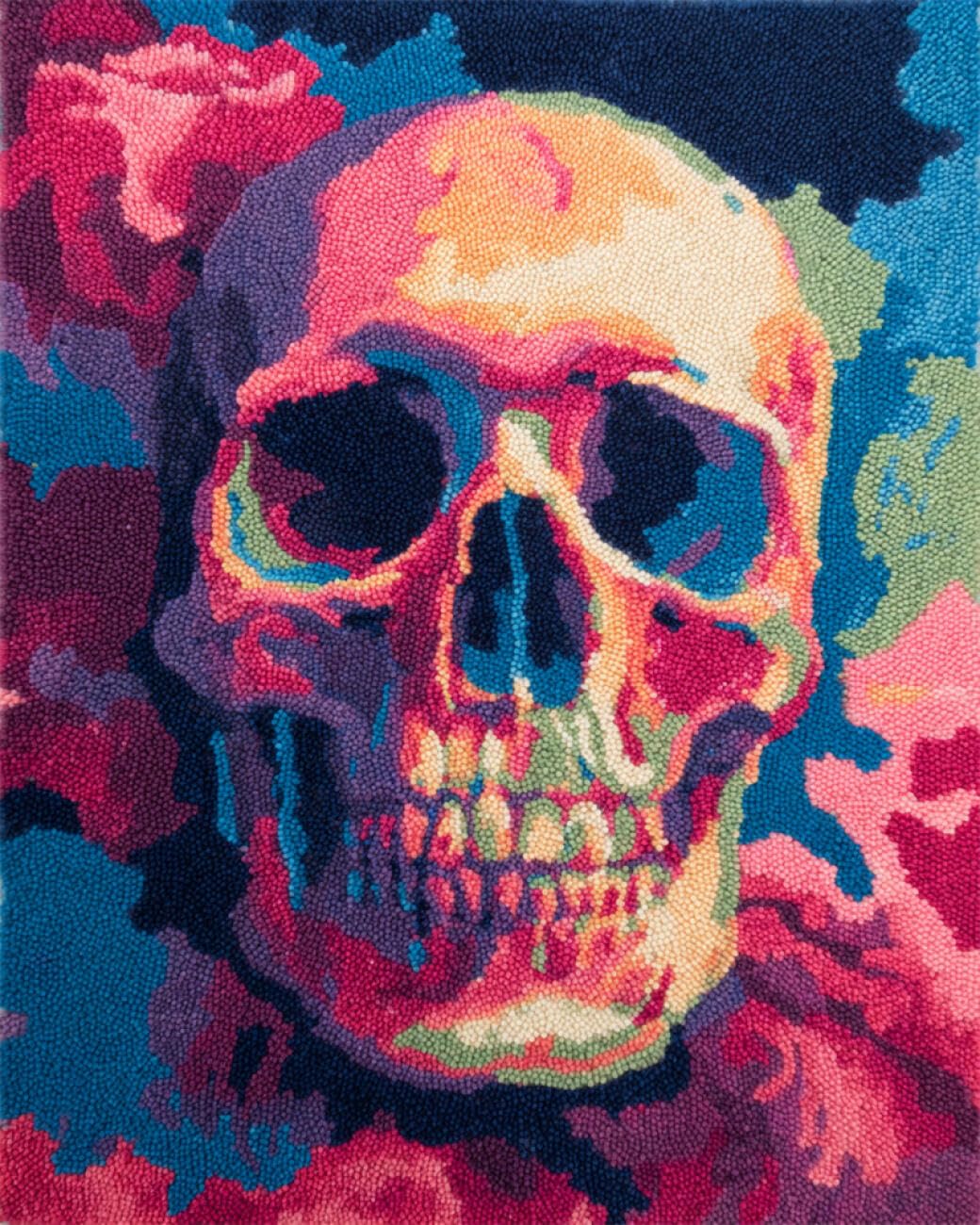 AxiangziK DIY Latch Hook Rug Kits Colored Skull DIY Latch Hook Rug Set,Carpet Making Kit，Cross Stitch Embroidery Kits Needlework Crafts 23x35in