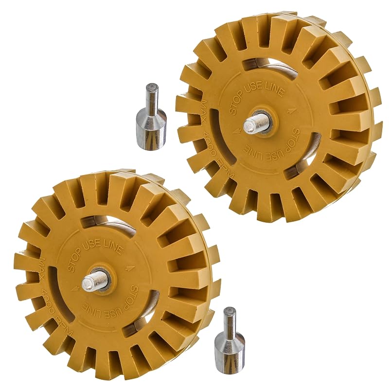 Roda de Borracha para Remoção de Adesivos TCP Global com Adaptador para Furadeira, Borda Ranhurada de 10,2 cm, 2 unidades