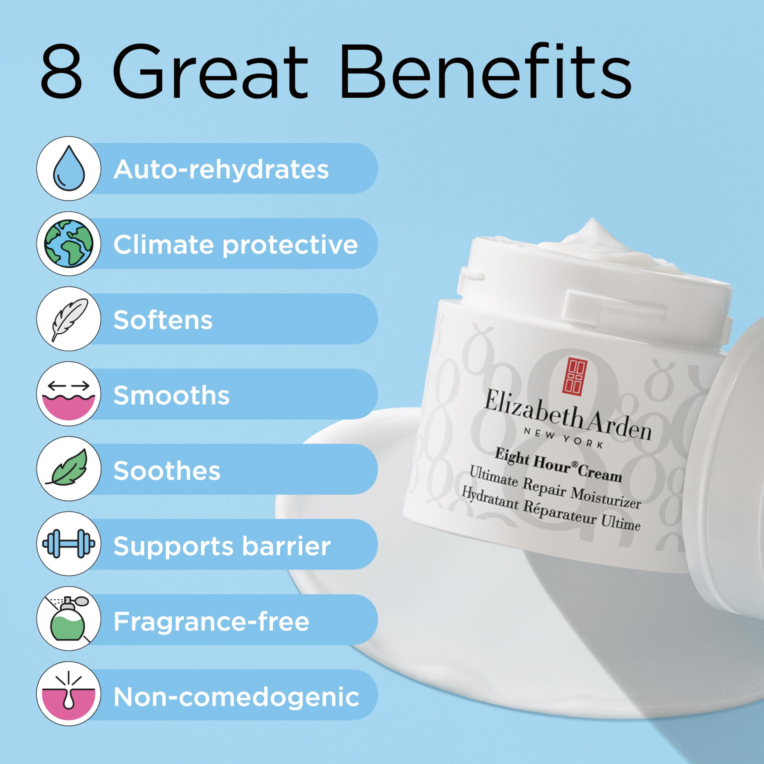 Elizabeth Arden Eight Hour® Cream Ultimate Repair Moisturizer Skin Care Face Moisturizer Face Cream Facial Moisturizer - 1.7 Fl Oz.