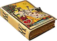 Diário de couro feito à mão The Empress – Livro de feitiços em branco das sombras, grimório vintage, diário de lixo, caderno de desenho e caderno de couro – 200 páginas na borda do baralho – presentes