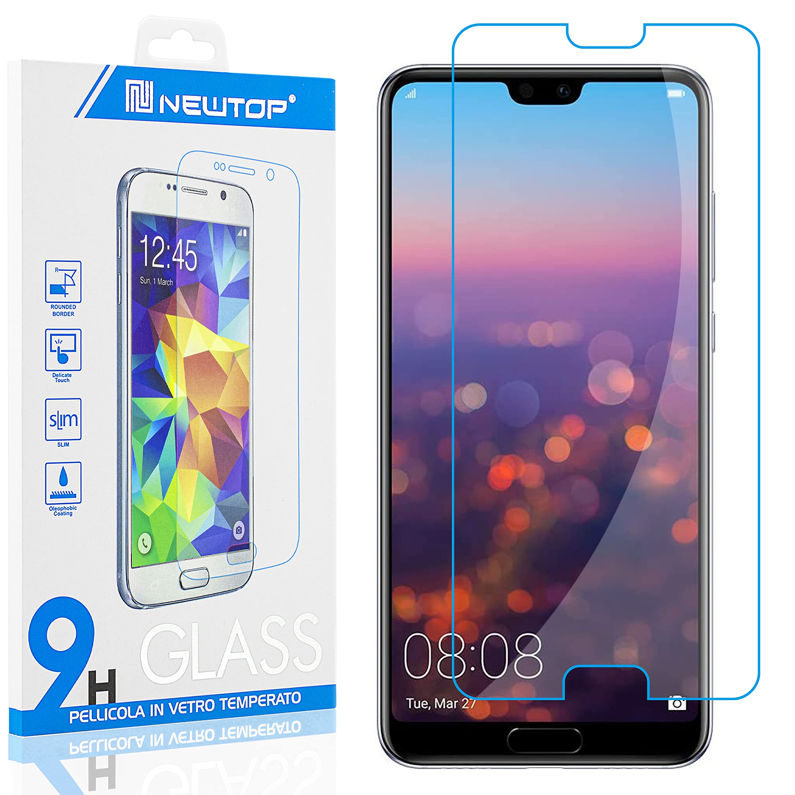 Accesorio Telefono Motorola N NEWTOP Pellicola Compatibile Con Motorola One Zoom, GLASS FILM 0.3mm 9H Vetro Temperato Proteggi Schermo Display Anti Urto Protezione (2 Pezzi Accesorio Móvil Motorola