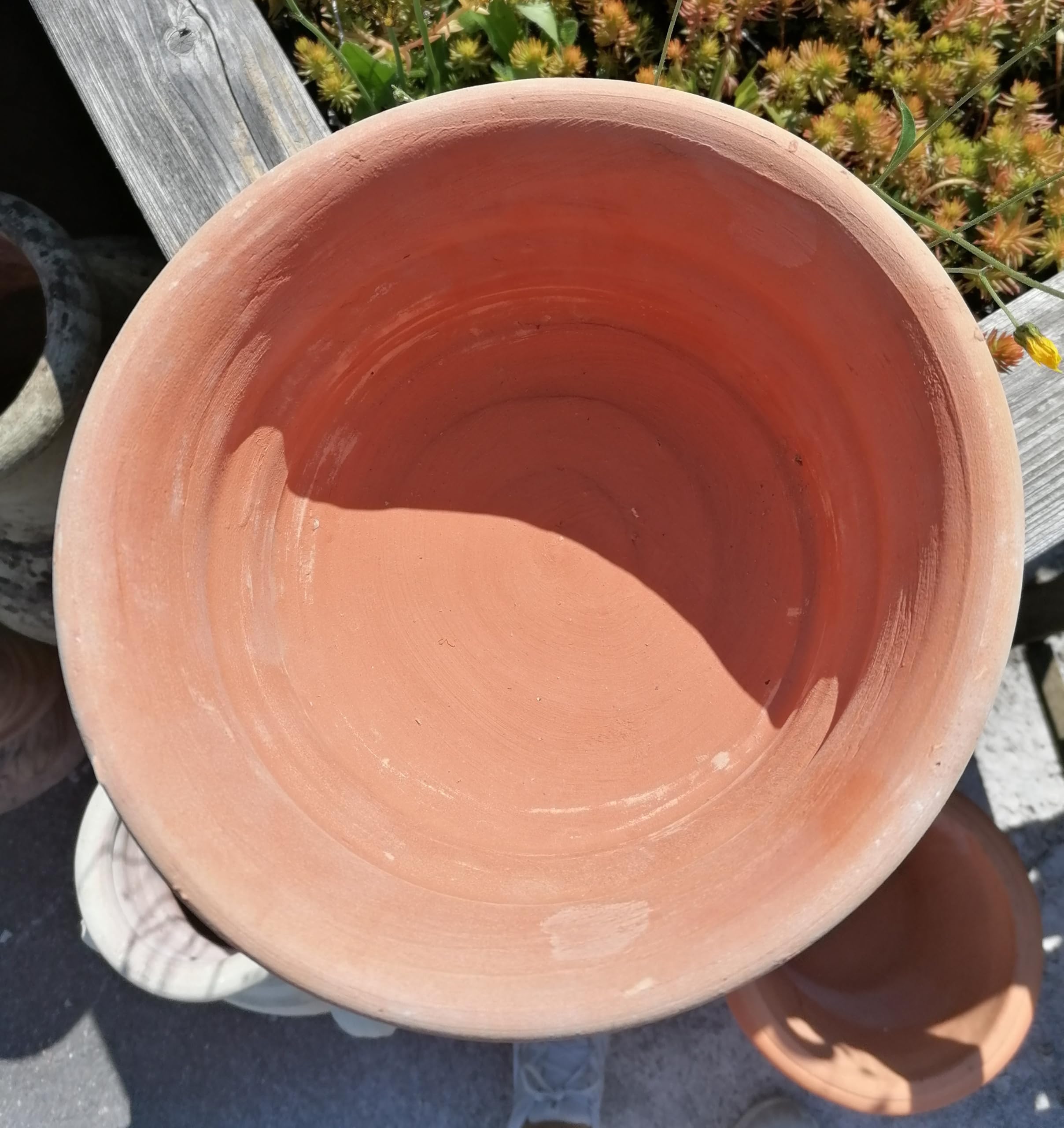 Rustikal handgefertigter Blumentopf/Pokal ca. 20 cm hoch aus weißgrau bis rötlichen Terracotta Terrakotta Pflanzgefäß Übertopf Mediterran Garten