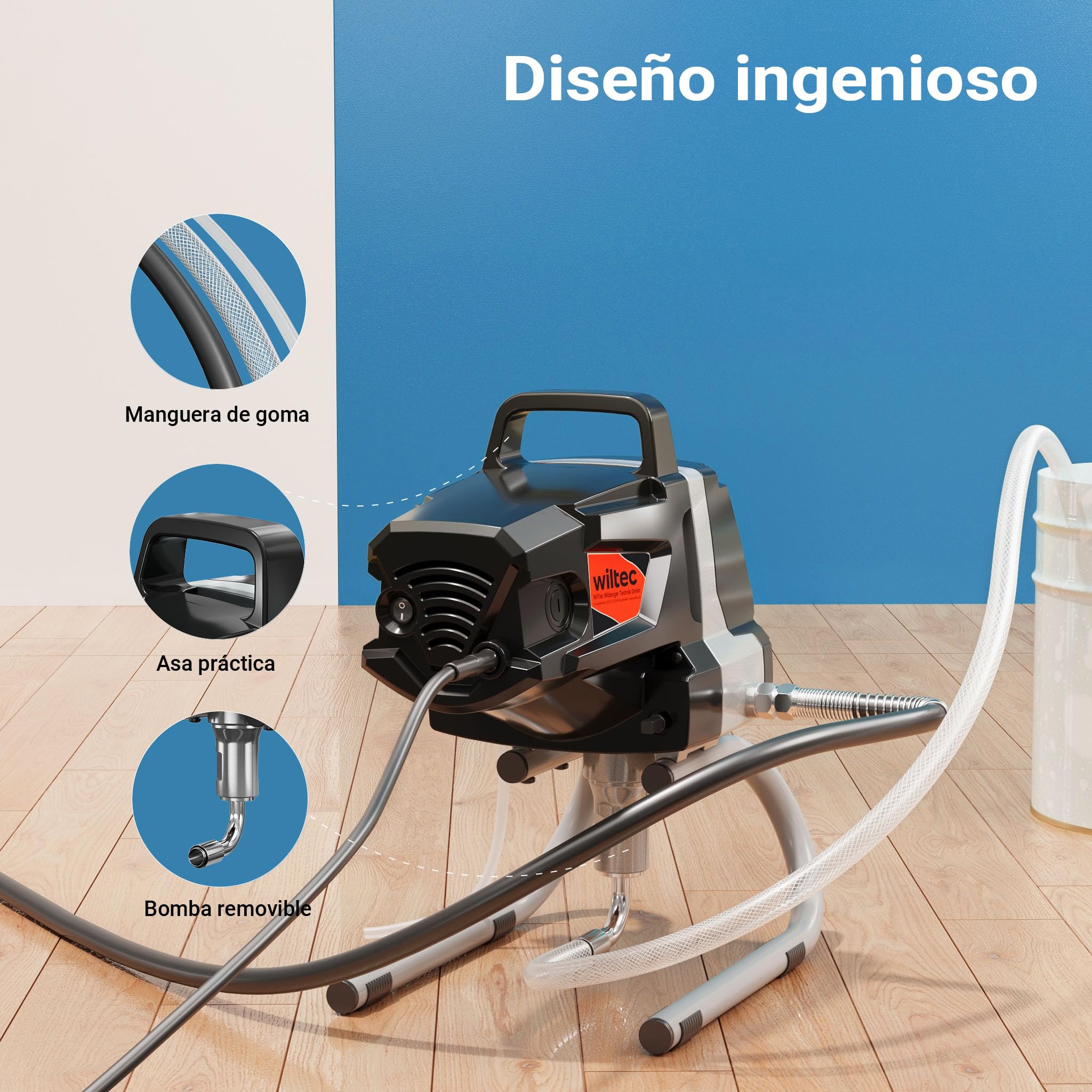 XPOtool Pulverizador de Pintura sin Aire Alta presión 207bar 1,5 l/min Boquilla y Barra de extensión