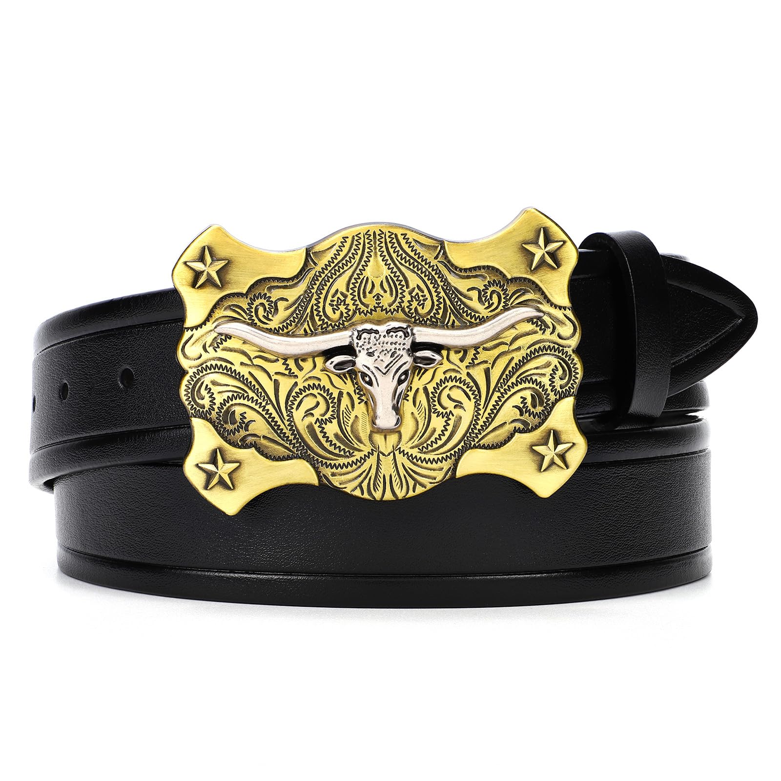 BELTROAD Western Leather Buckle Belt for Men Women Cowboy Cowgirl Country Leather Belts for Jeans Western Belts Men Christmas