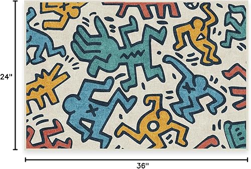 Miniatura 37 de RUGGABLE x Keith Haring - Alfombra lavable, estilo libre, color perla de 5 x 7, resistente a las manchas, antideslizante, con almohadilla estándar