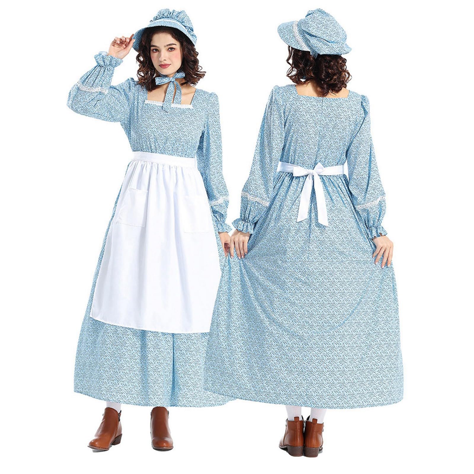Generisch Dirndl Damen Midi Kleid Frauen Präriekleider Blumenkostüm Kriegskleid Zoro-Cosplay-Kostüm