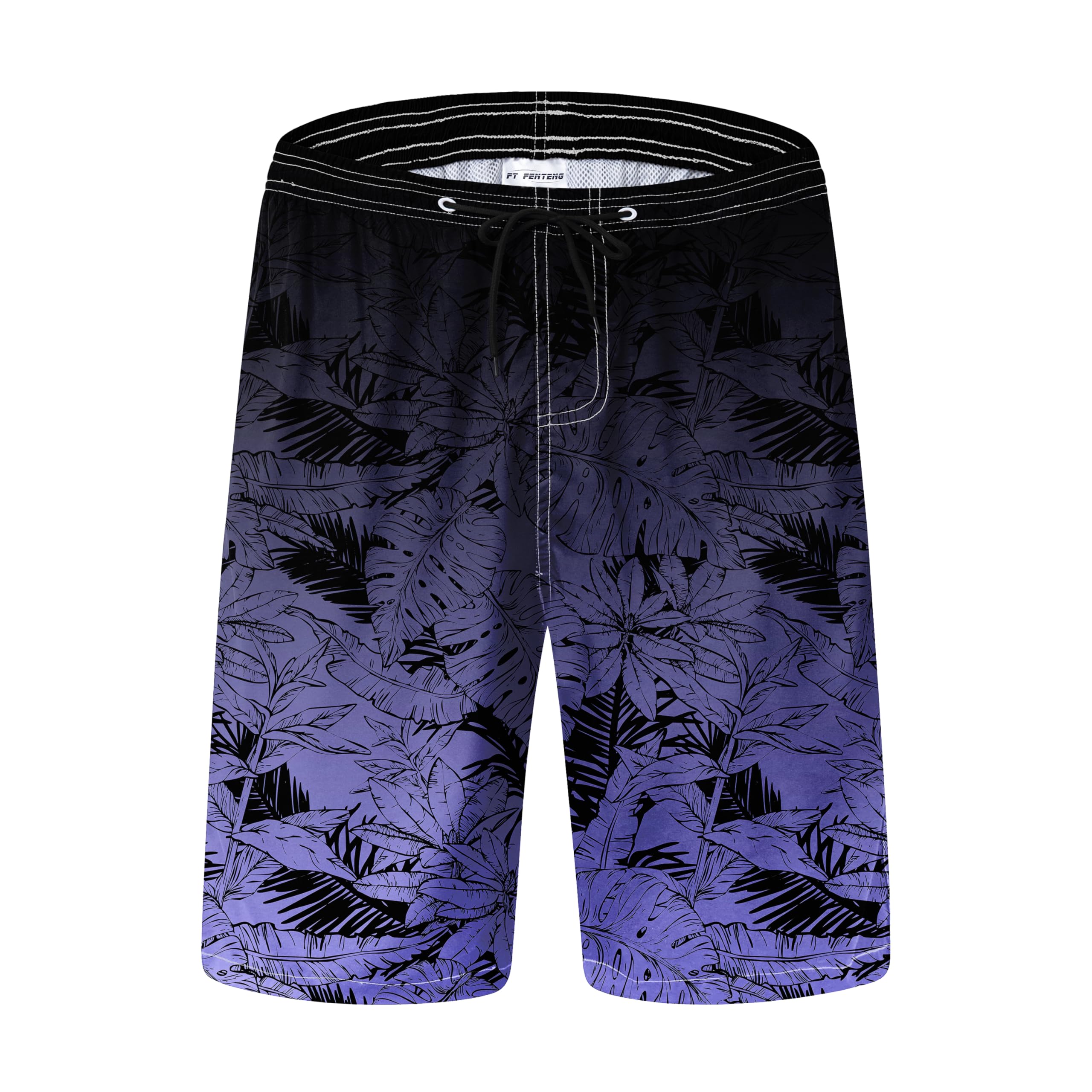 FT FENTENG Mens Swim Trunks Quick Dry Board Shorts with Mesh Lining, Breathable Surf Beach Shorts Swimwear Bathing Suits