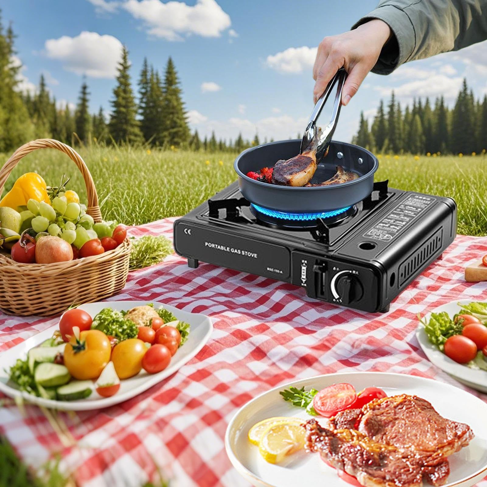 Estufa De Camping Portátil | Hornillo de Cocina para Exteriores,Estufa Ajustable 2900W Para Exteriores, Equipo De Cocina Para Acampar, Excursionismo, Playa Y Jardín