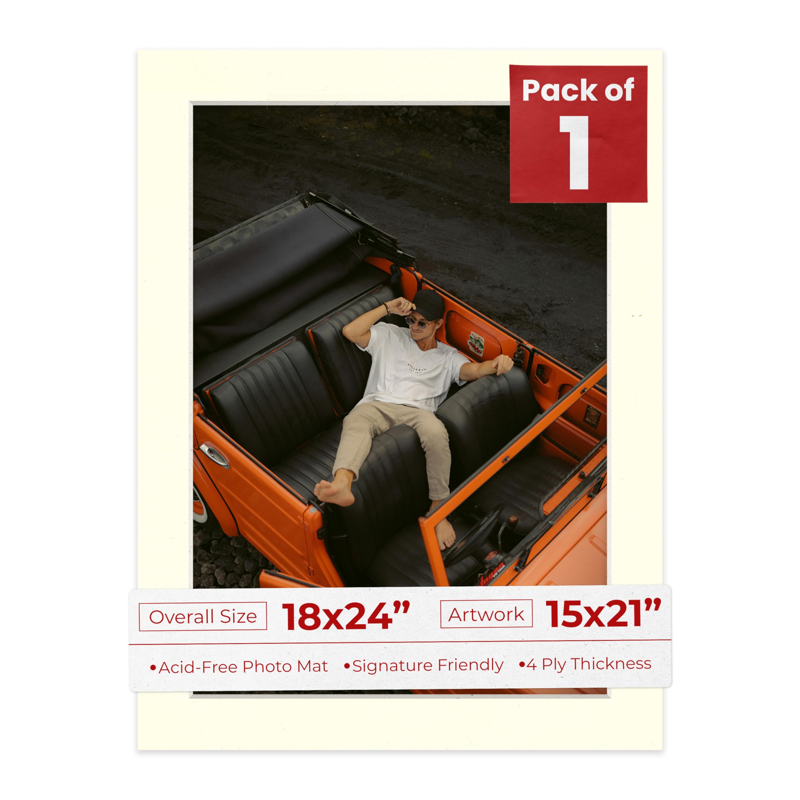 18x24 Mat Bevel Cut for 15x21 Photos - Acid Free Textured Cream Precut Matboard - For Pictures, Photos, Framing - 4-ply Thickness-image-47