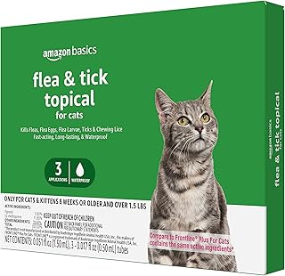 Amazon Basics Preventative Flea and Tick Topical Treatment for Cats (Over 1.5 lbs), Fast