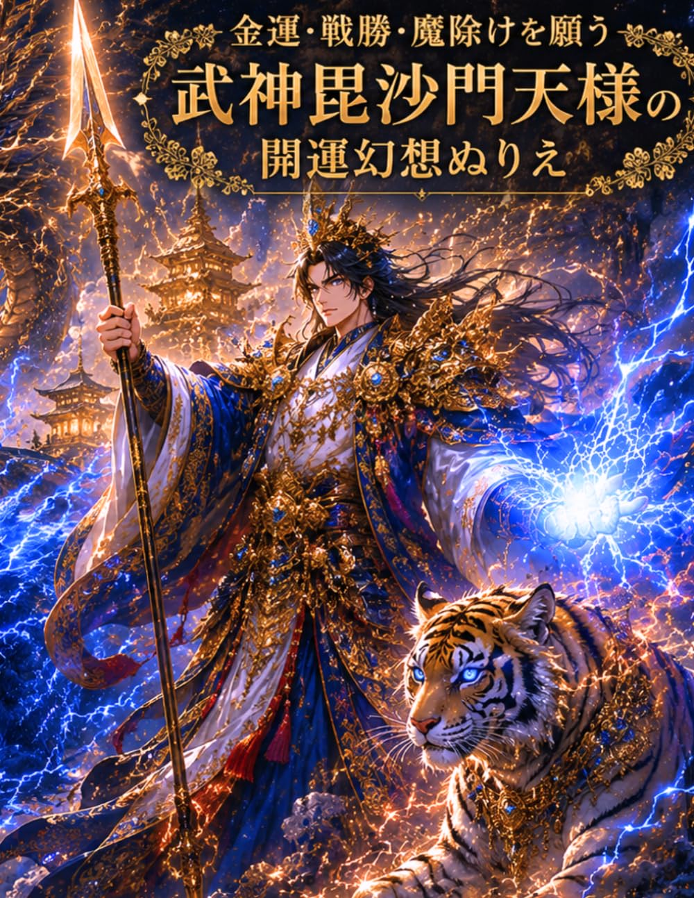 金運・戦勝・魔除けを願う 武神毘沙門天様の開運幻想ぬりえ: 七福神の武神毘沙門天様と幻想神獣たちの世界を描く 大人のための和風開運ぬりえ 龍・炎・結界の神秘幻想アートで金運・厄除け・勝運を願う癒しのアートブック (幸運を引き寄せる神秘ぬりえシリーズ)