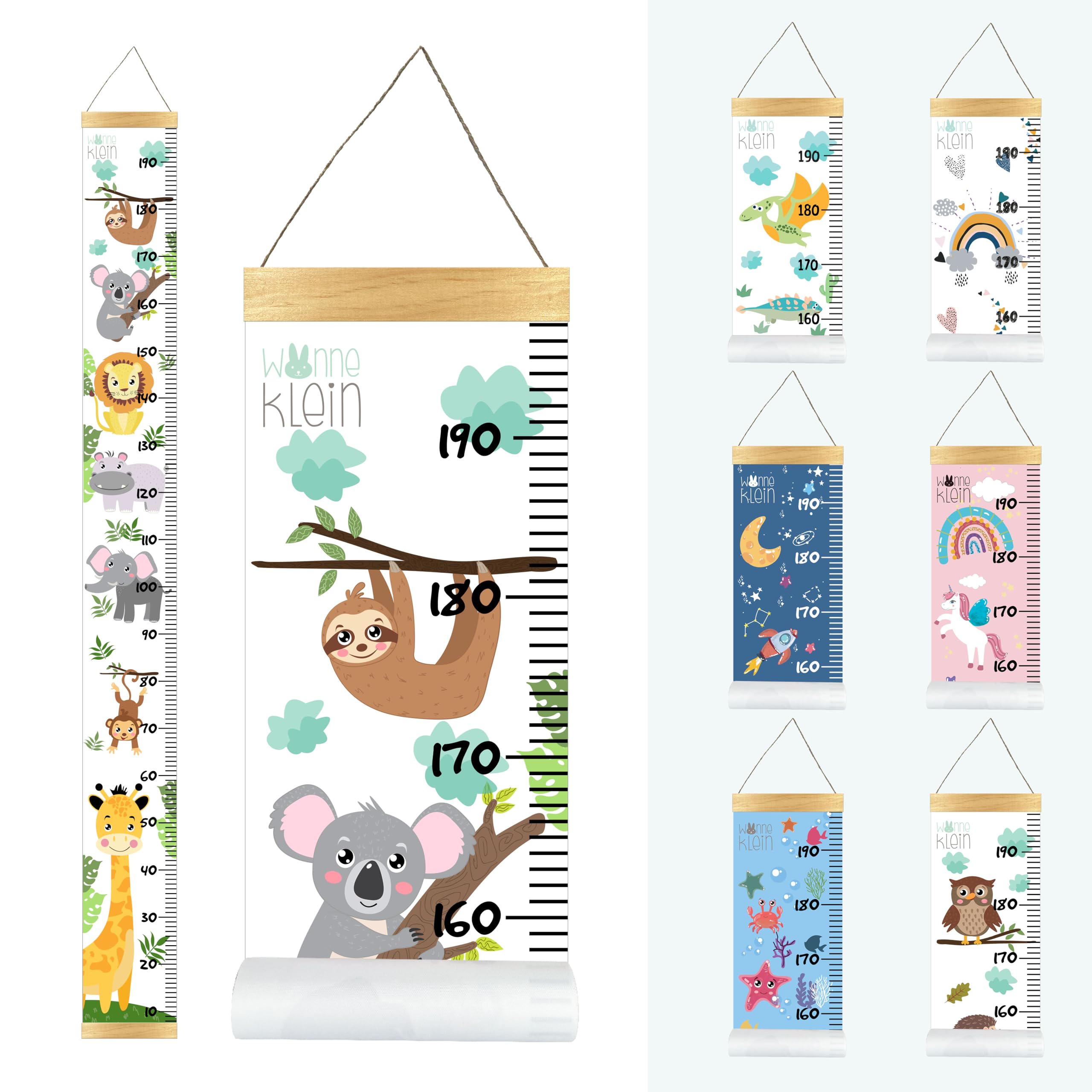 wonneklein Safari Kinder Messlatte I Größenmesser I Dekoration Kinderzimmer I aufrollbar I mit extra Box