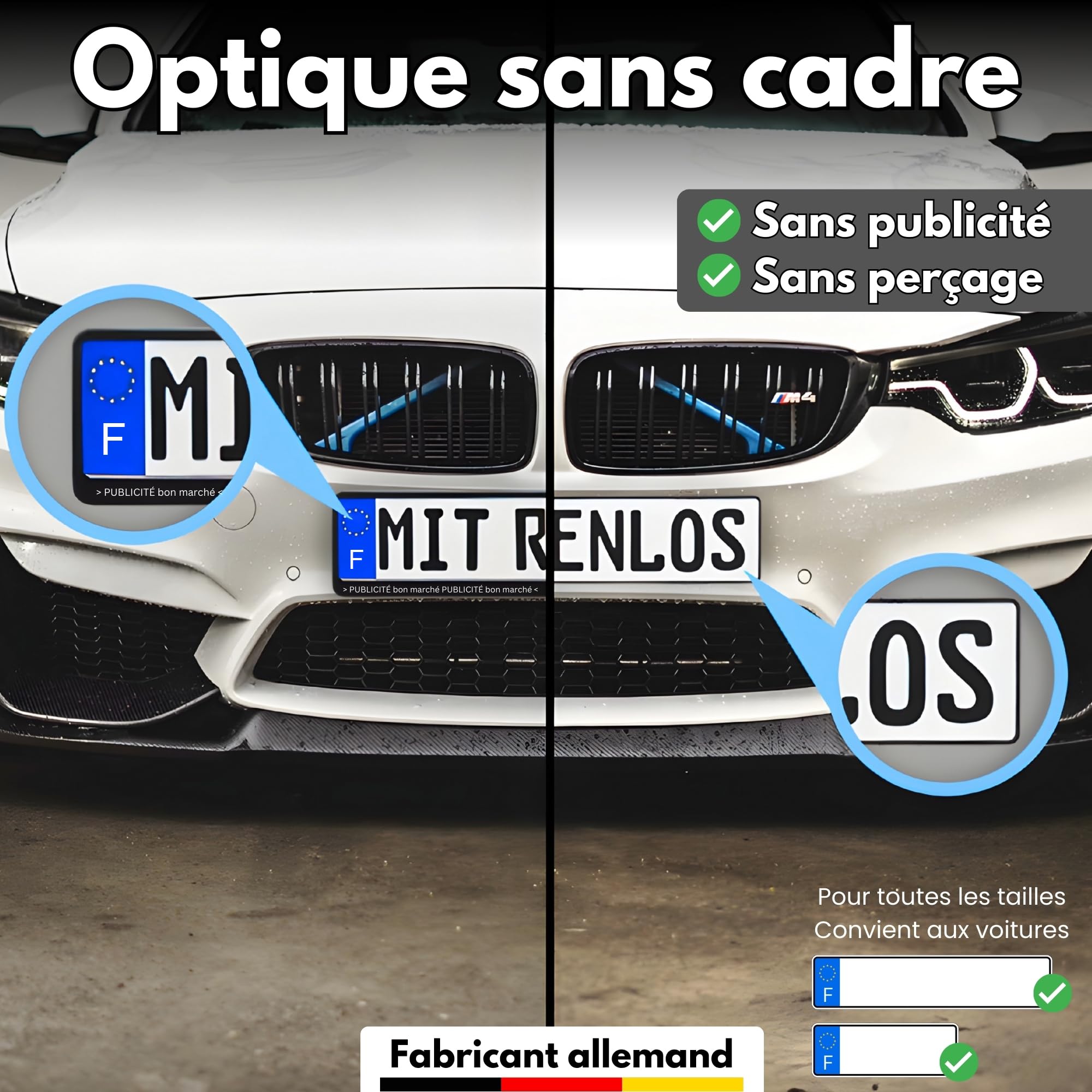 IVALITY® Support de Plaque d'immatriculation magnétique 100% Invisible - Support magnétique sans Cadre pour 1 Plaque d'immatriculation - Support de Plaque d'immatriculation France