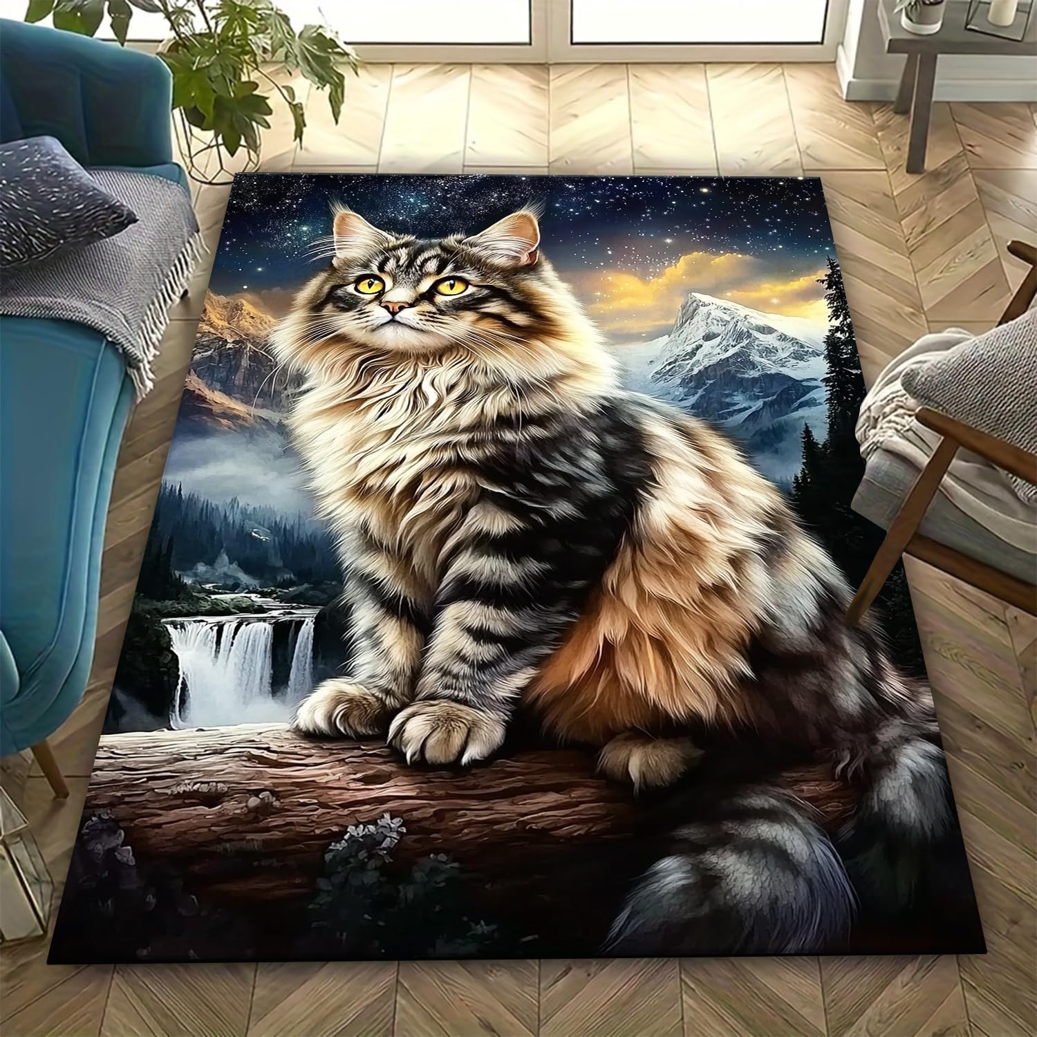 Tapis chat 3D 160x230 lavable pour en finir avec les sols froids et durs du salon