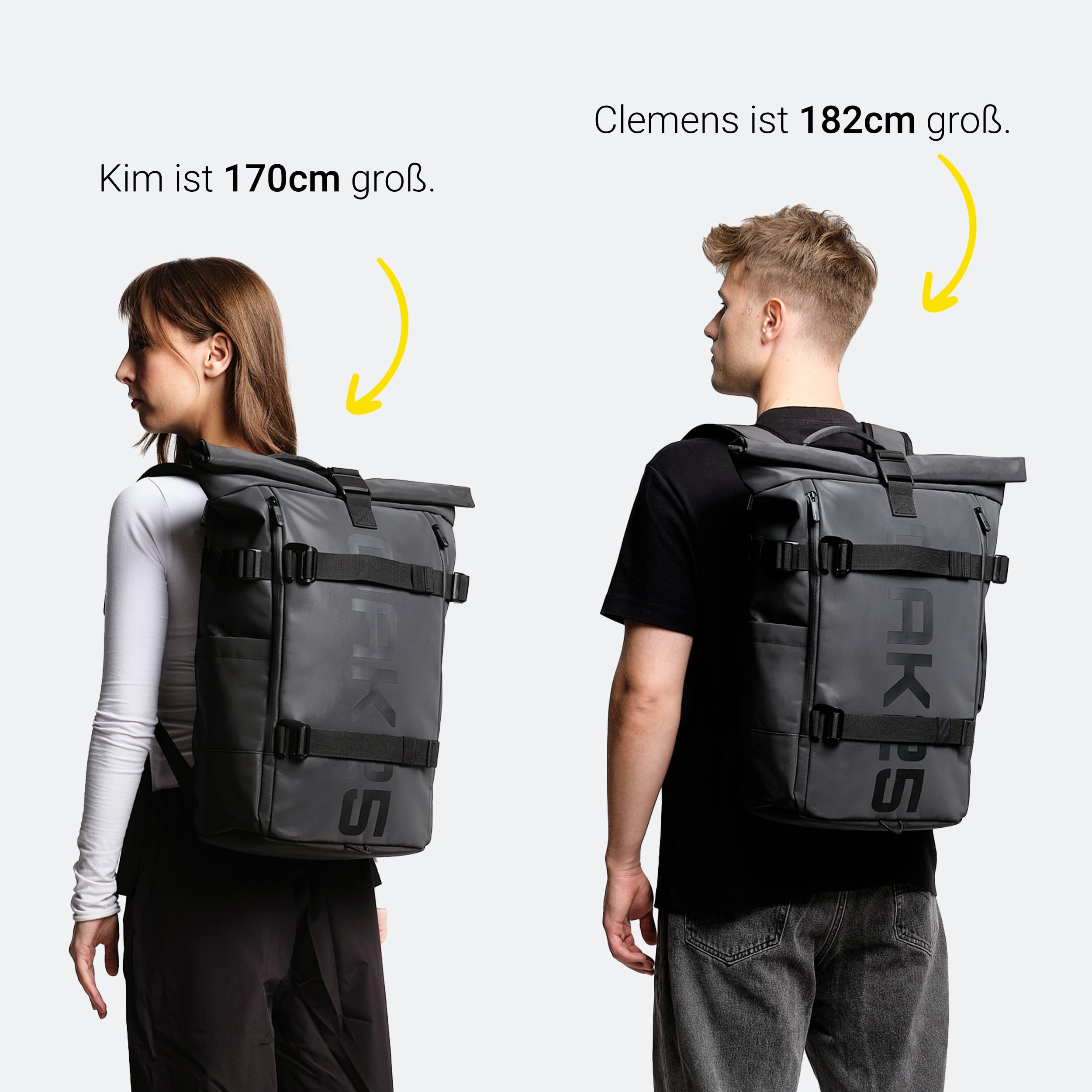 OAK25 Mochila Reflectante para Mujeres y Hombres - Luminite Rolltop - Rolltop Backpack para Trabajo Moto Bicicleta - Compartimento para Portátil hasta 16 Pulgadas - Reflective Daypack 23L
