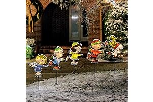 Peanuts Christmas Yard Decor: Ice Skating Snoopy Pathway Markers