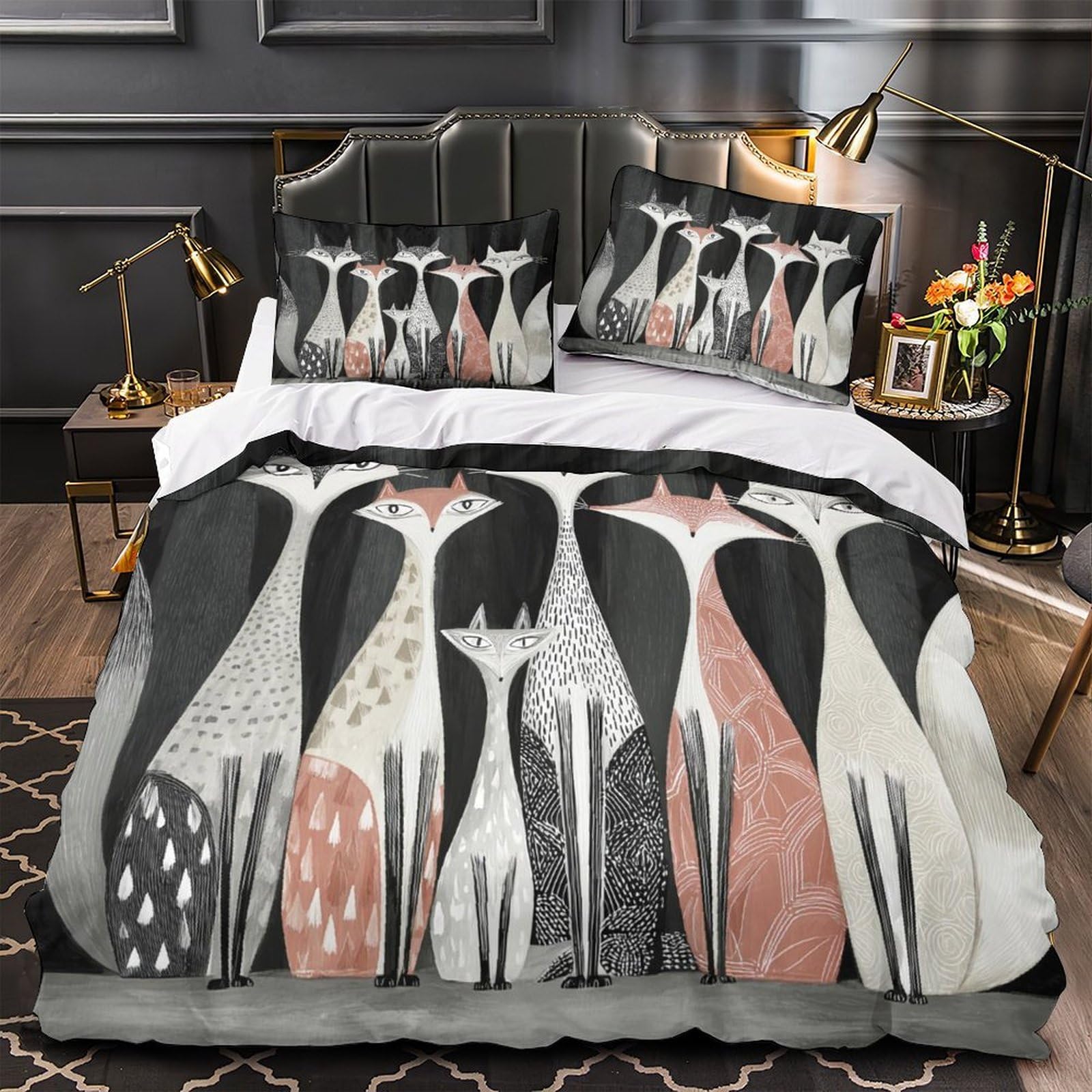 Housse de couette anti-acarien renard 3D avec fermeture éclair invisible