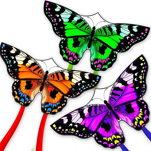 Vista 11 de Mariposa infantil para principiantes, enrollador de alambre de 33 pies, fácil de volar para viajes a la playa y actividades al aire libre