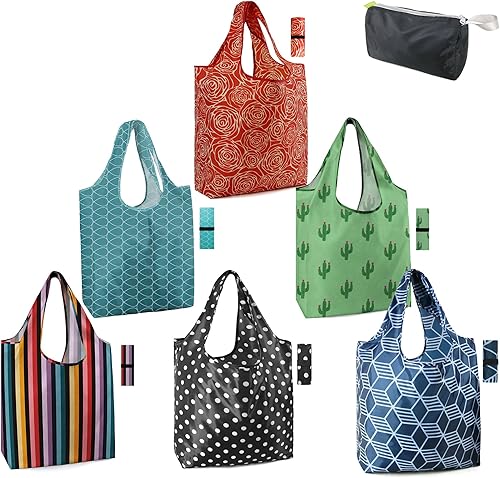 Vista 181 de BeeGreen Bolsas para comestibles, lavables a máquina, paquete de 12 bolsas extragrandes reutilizables, resistentes, plegables con banda Moss Marrs