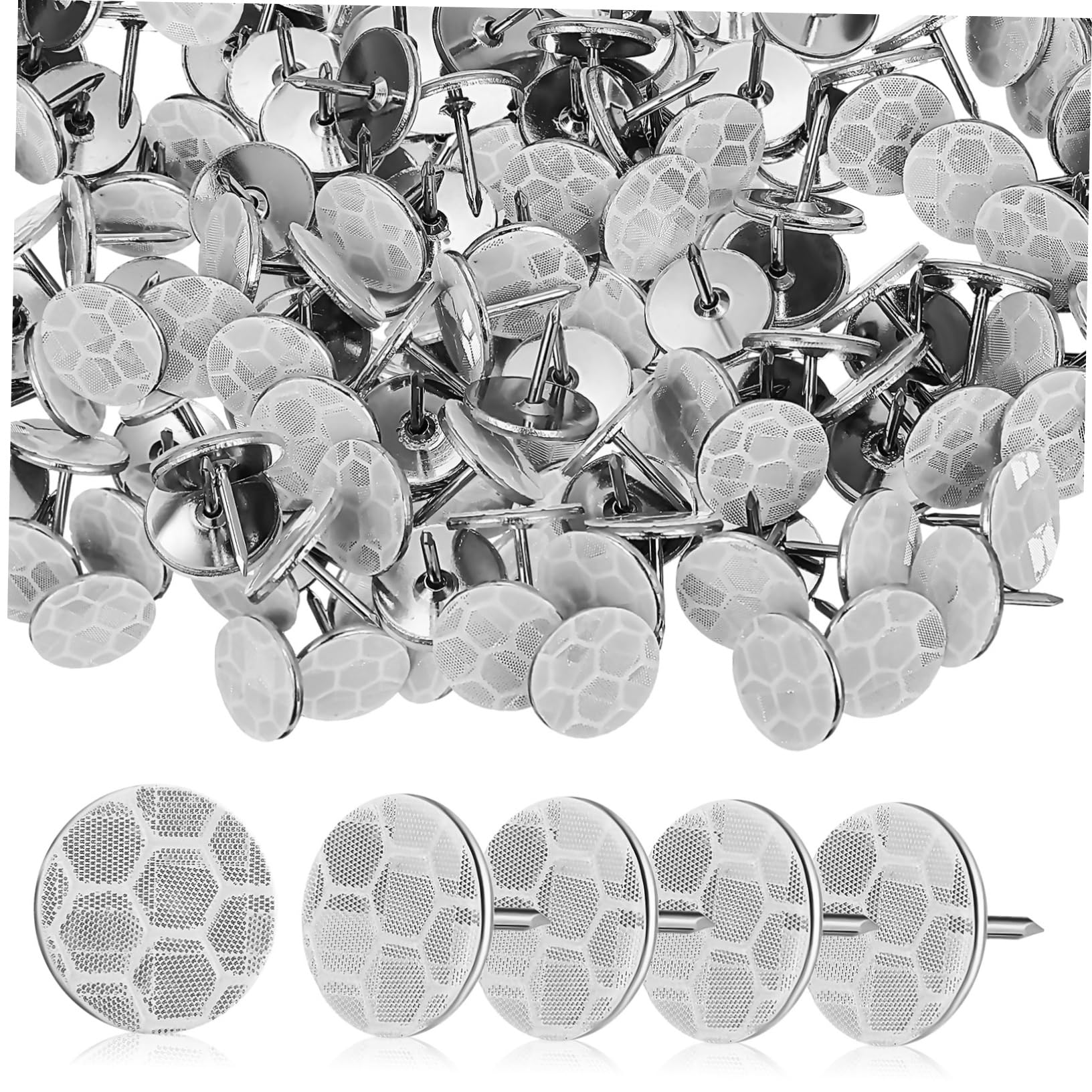 Sosoport Reflective Tacks for Hunting 100pcs Metal Push Pins Flat Thumb Tacks for Wall Upholstery Decorative