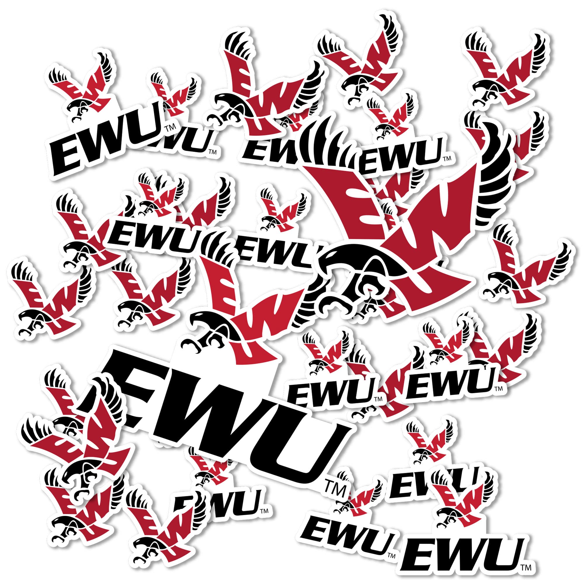 Eastern Washington University Sticker Sheet - 39 Vinyl Decals For Laptop, Car, Water Bottle (2 Designs)