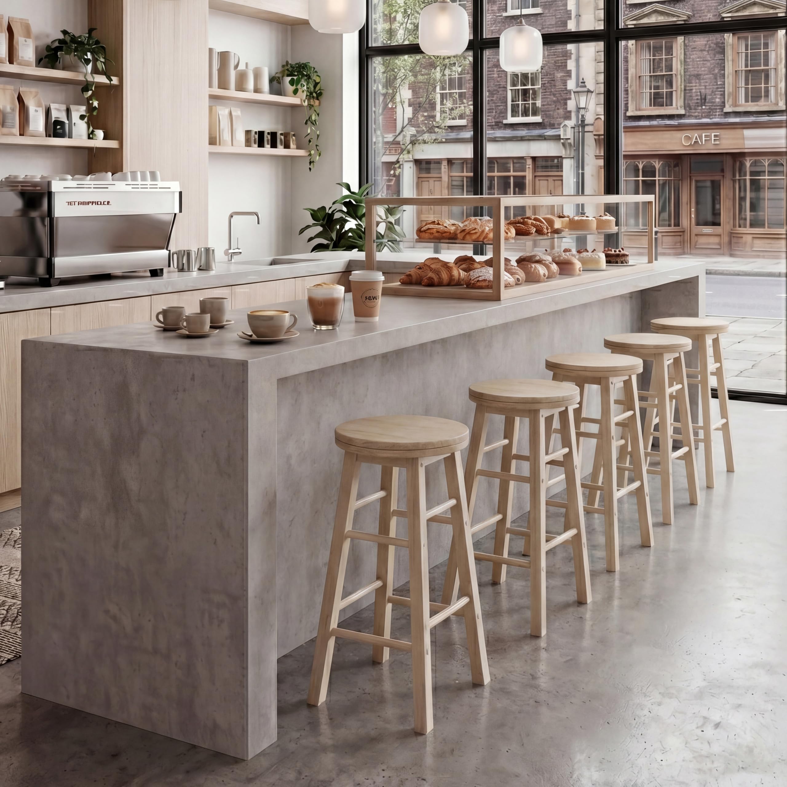 Sgabello girevole da bar in legno per la colazione