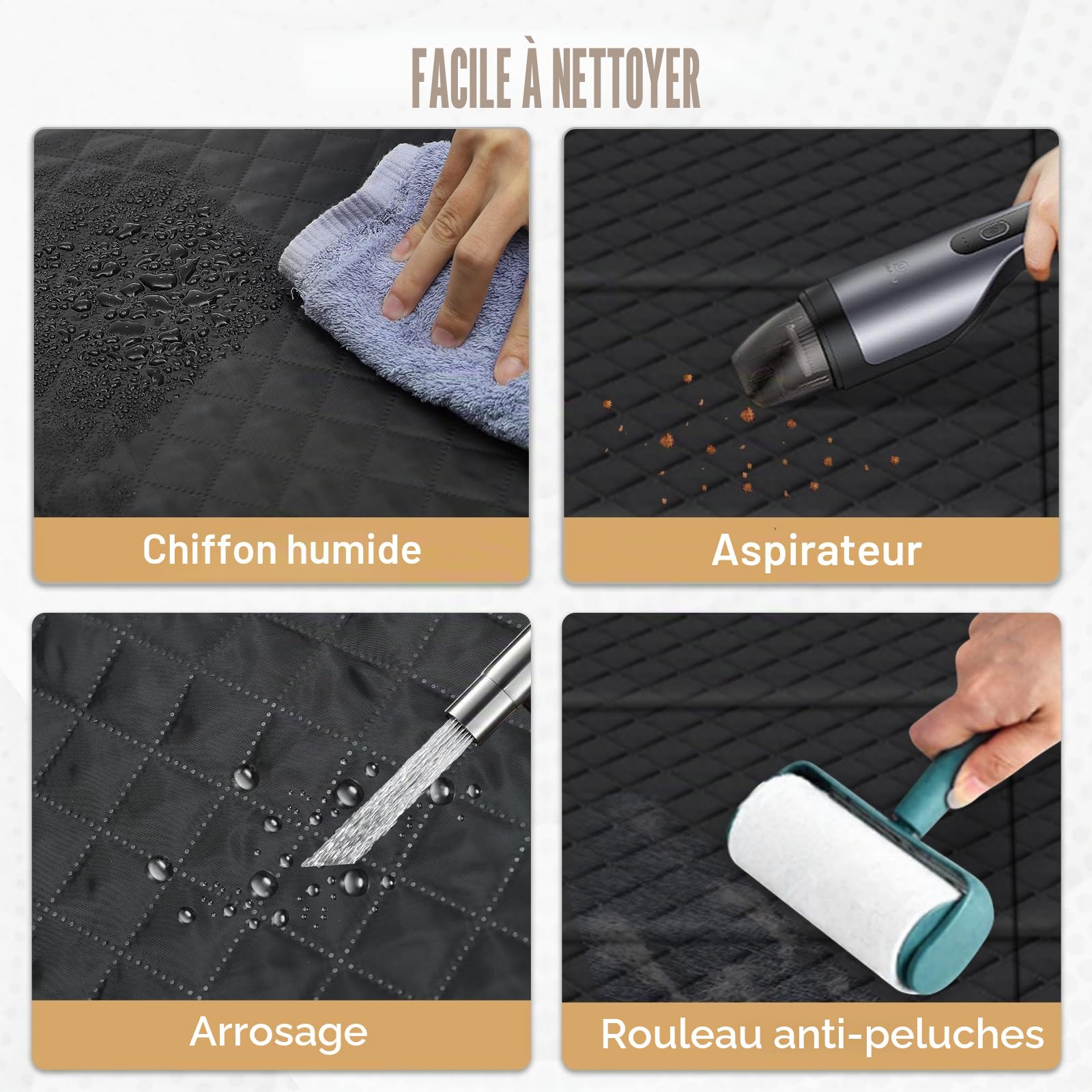 Lekeinchi Protection Voiture Chien Siege Arriere, Housse Voiture Chien avec Base Rigide Résistant Aux Rayures Imperméable, Housse Siege Voiture Chien Tapis Convient à Tous Les Types de Voitures, Noir