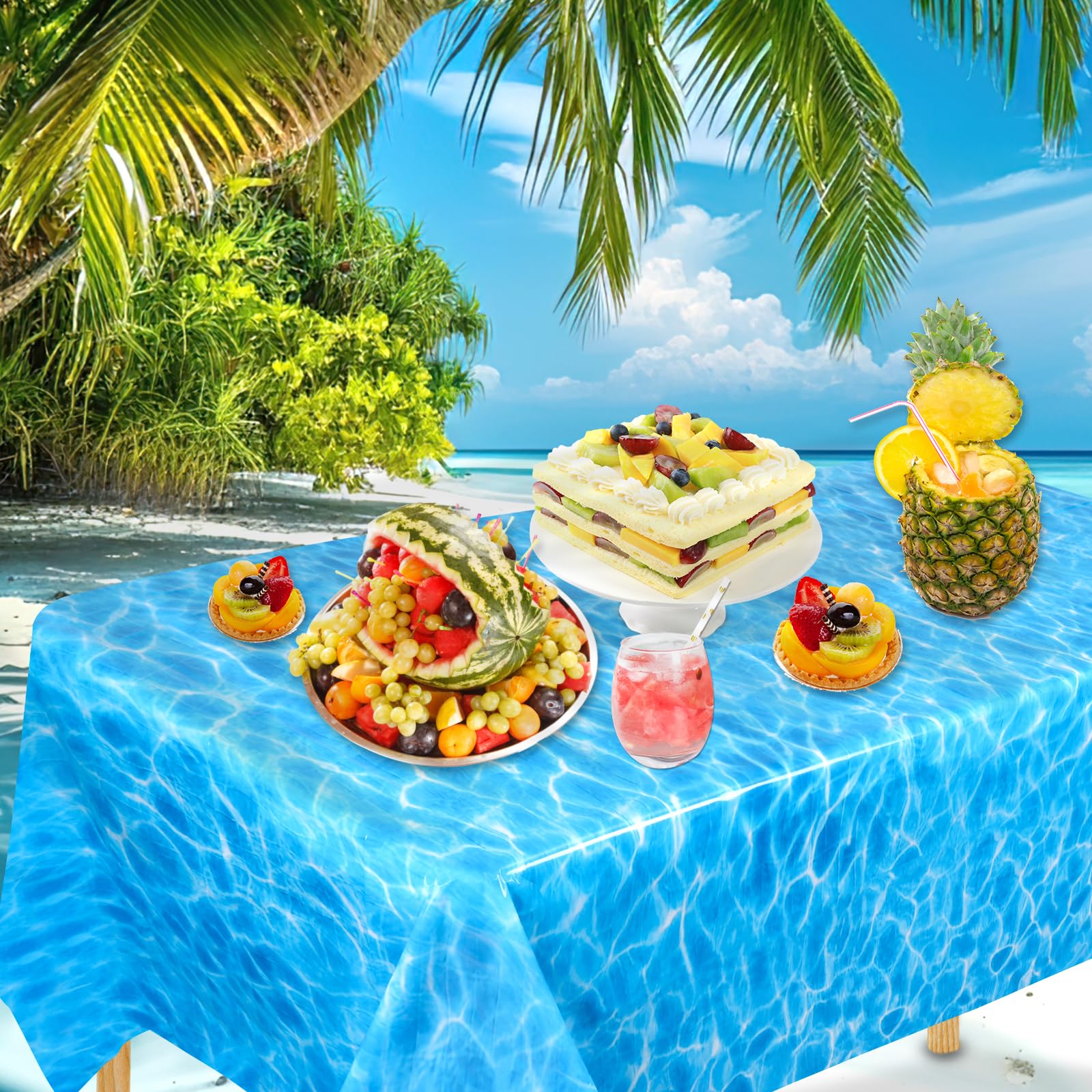 Kochorie Tischdeckenrolle Ozeanwellen – 137 Cm X 30 M – Blauer Wasserdruck – PE-Kunststoff – Für Pool-Partys, Beach & Geburtstag – Mit Spenderbox