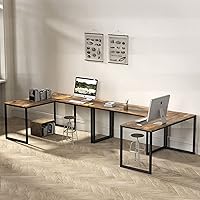 Vista 72 de SHW Mission - Escritorio para computadora de oficina en casa, de 32 pulgadas, nogal