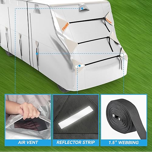 Miniatura 6 de FRUNO Funda de tela Oxford Clase C para caravana de 20 a 23 pies, impermeable, resistente a los desgarros, anti-UV, cubierta para autocaravana