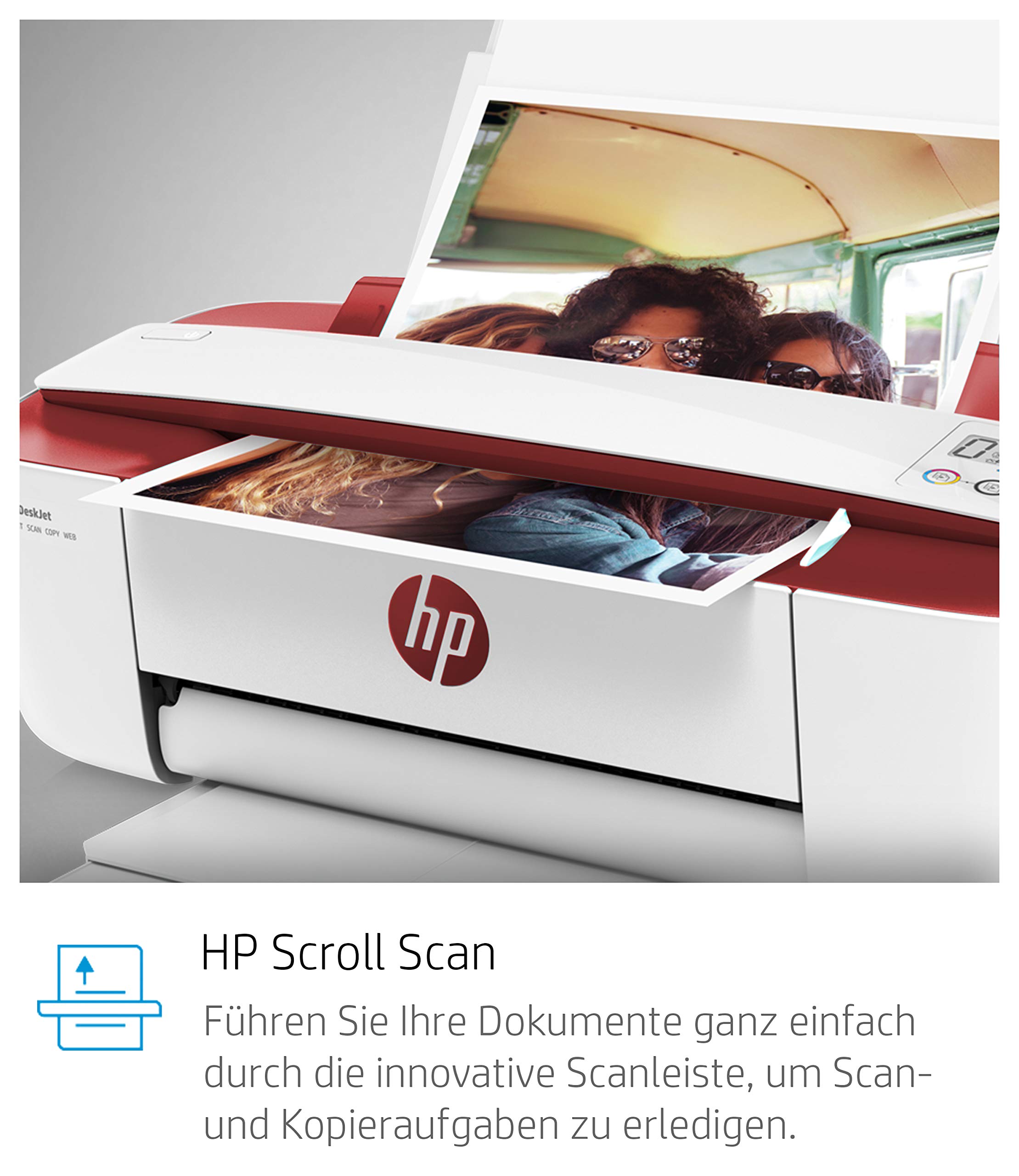 HP DeskJet 3764 Multifunktionsdrucker (Drucken, Scannen, Kopieren, WLAN, Airprint, mit 2 Probemonaten HP Instant Ink Inklusive) rot