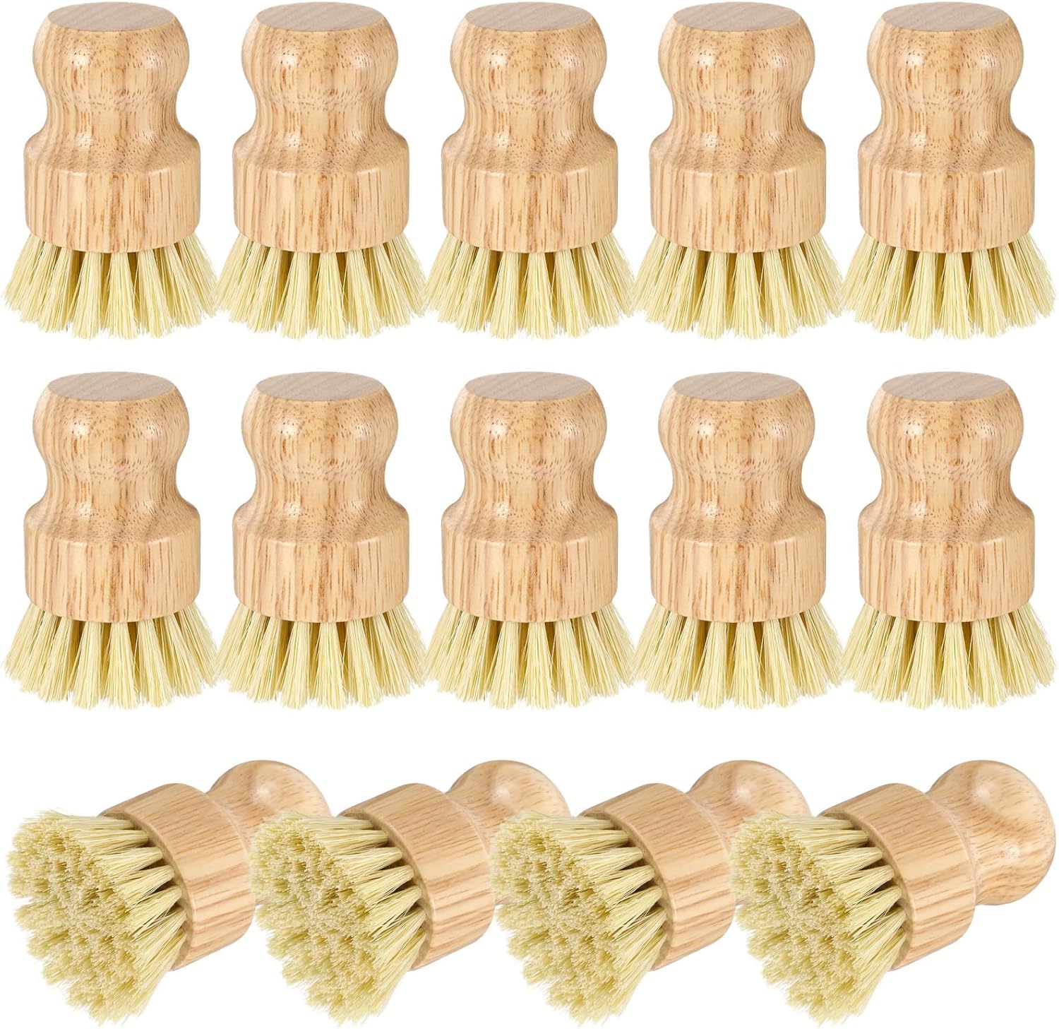 14 Pack Bamboo Dish Brush Set Natural Sisal Scrub Brushes for Pots Pans Sinks Vegetables, Wooden Dishwashing Scrubber Brush Kitchen Cleaning Tool
