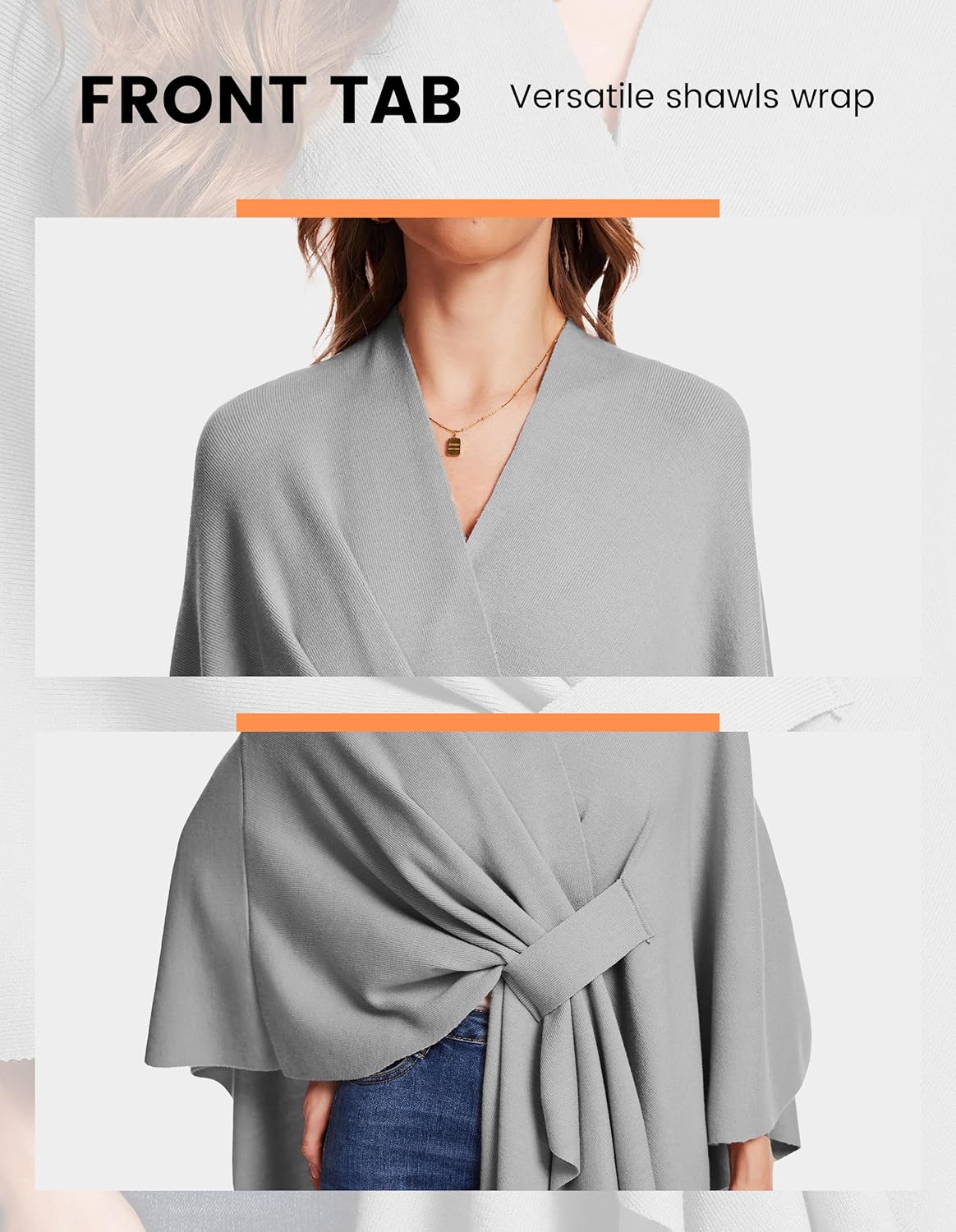Women's Elegant Shawl Wraps Soft Open Front Poncho Sweater for Spring Fall Winter - Image 6