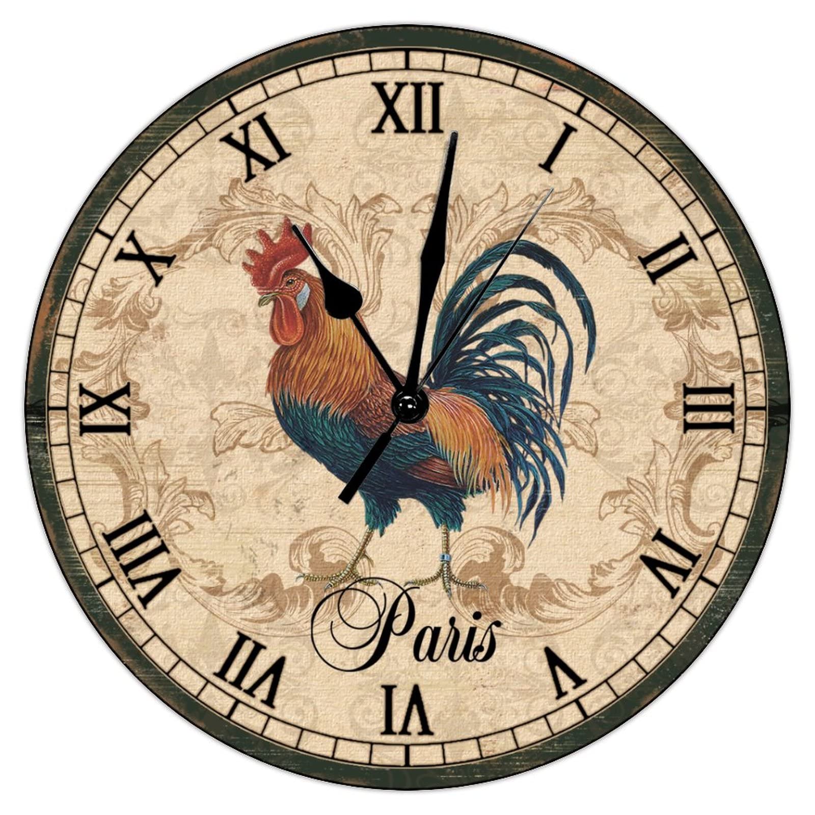 Horloge murale en bois bleu sarcelle rustique de 38 cm pour habiller un mur vide de chambre