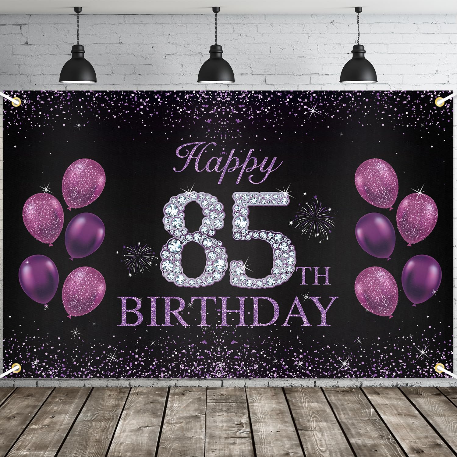 JOYKY Purple 85th Birthday Banner, 70.8 x 45.2 Inches, Women's 85th Birthday Party Decorations — image 1