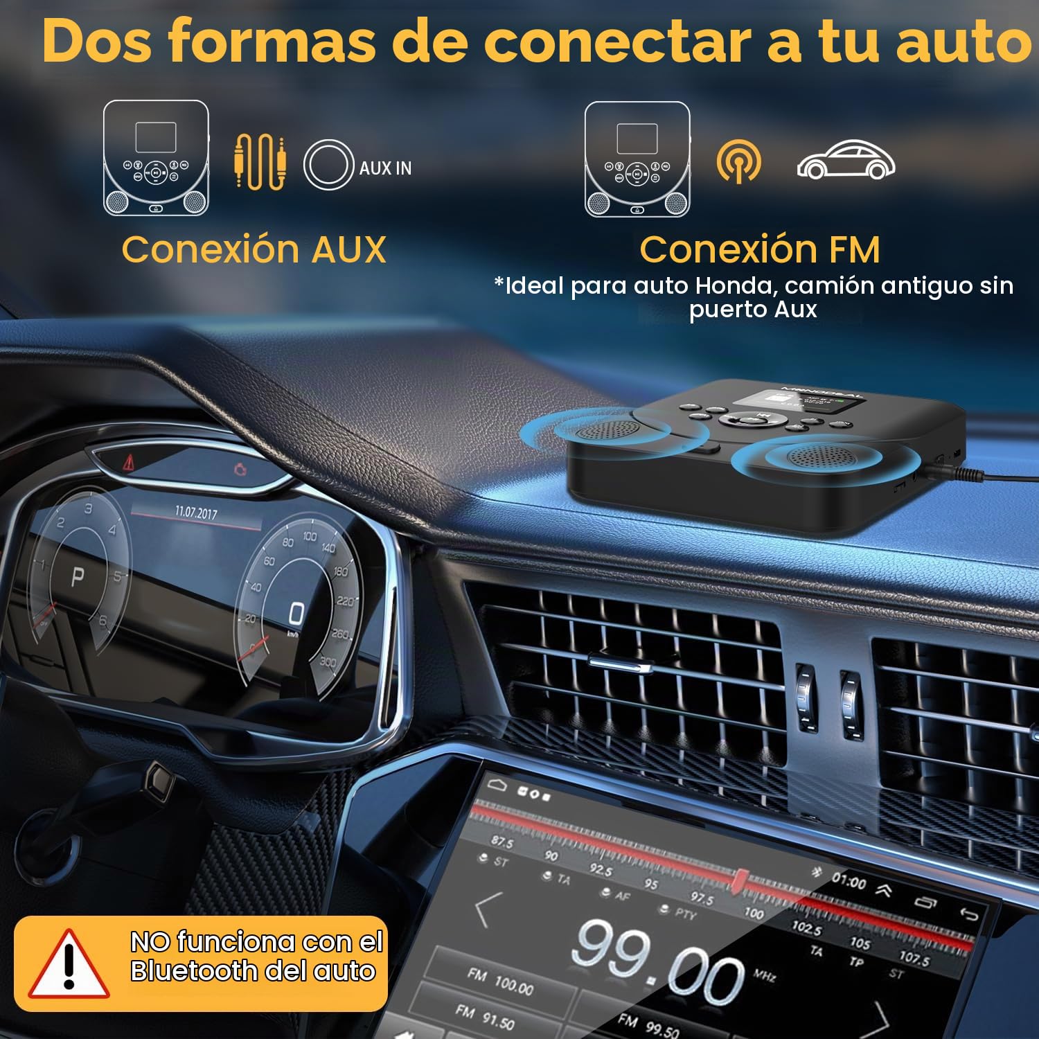 Reproductor de CD Portátil con Pantalla TFT, 2025 MONODEAL Reproductor CD Portátil con Bluetooth, CD Player Recargable con Altavoz