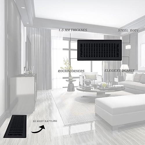 Miniatura 2 de Sierra Grates Precision Flow Registro de piso de acero de 4 x 14 pulgadas, diseño contemporáneo, acabado de bronce metálico, cubiertas de