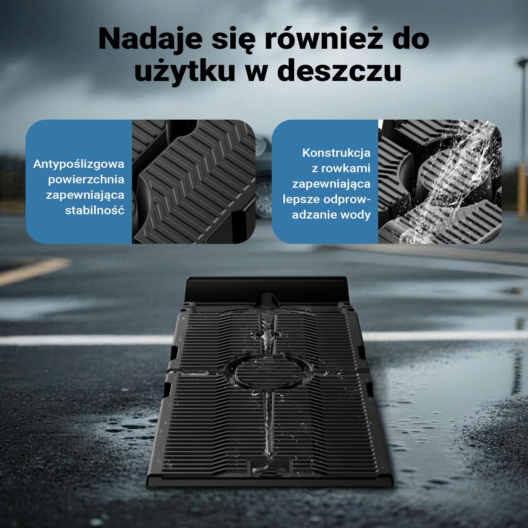 XPOtool dzielona rampa wjazdowa zestaw 2 wytrzymałych ramp samochodowych do 2,5 tony wykonanych z tworzywa sztucznego do samochodów osobowych